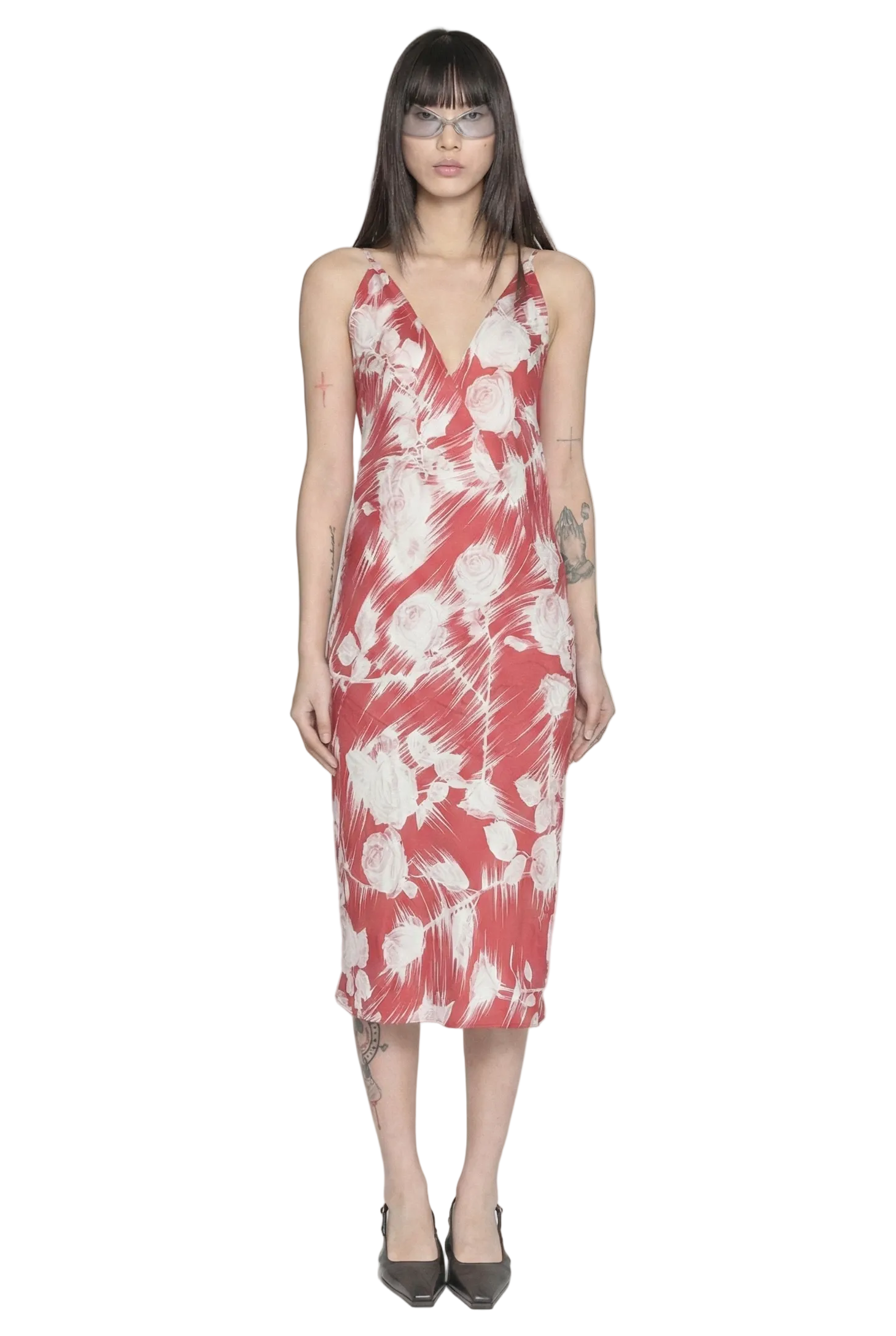 Blues midi dress red/white rose