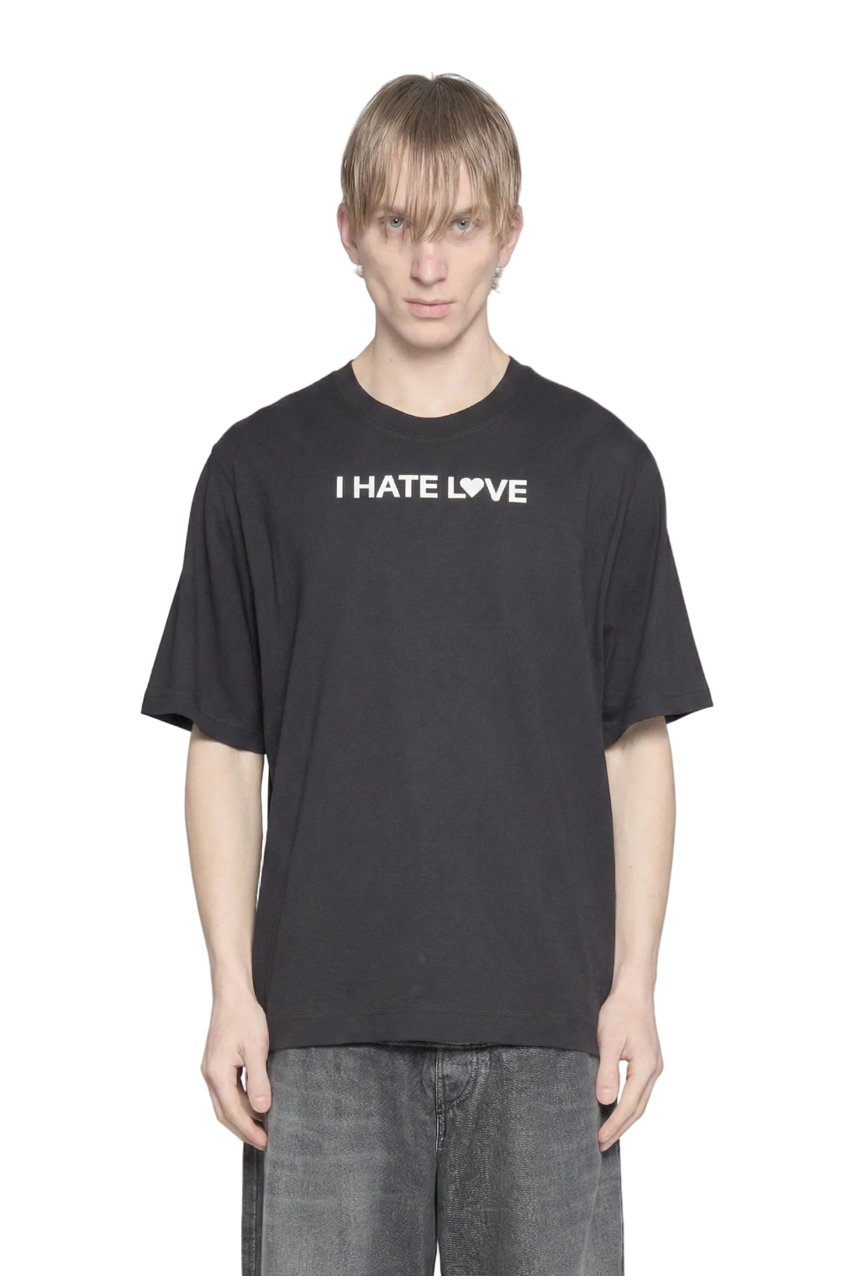Baby tee i hate love - black