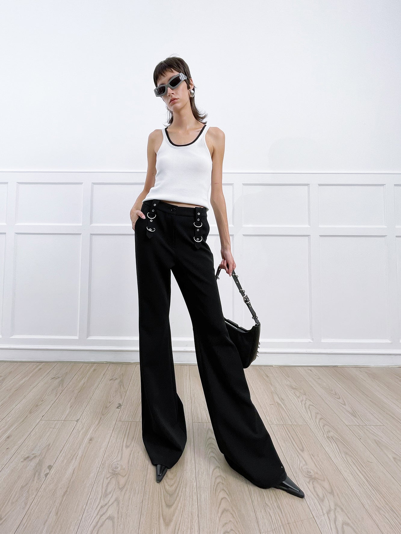 Rib knit contrast tank top