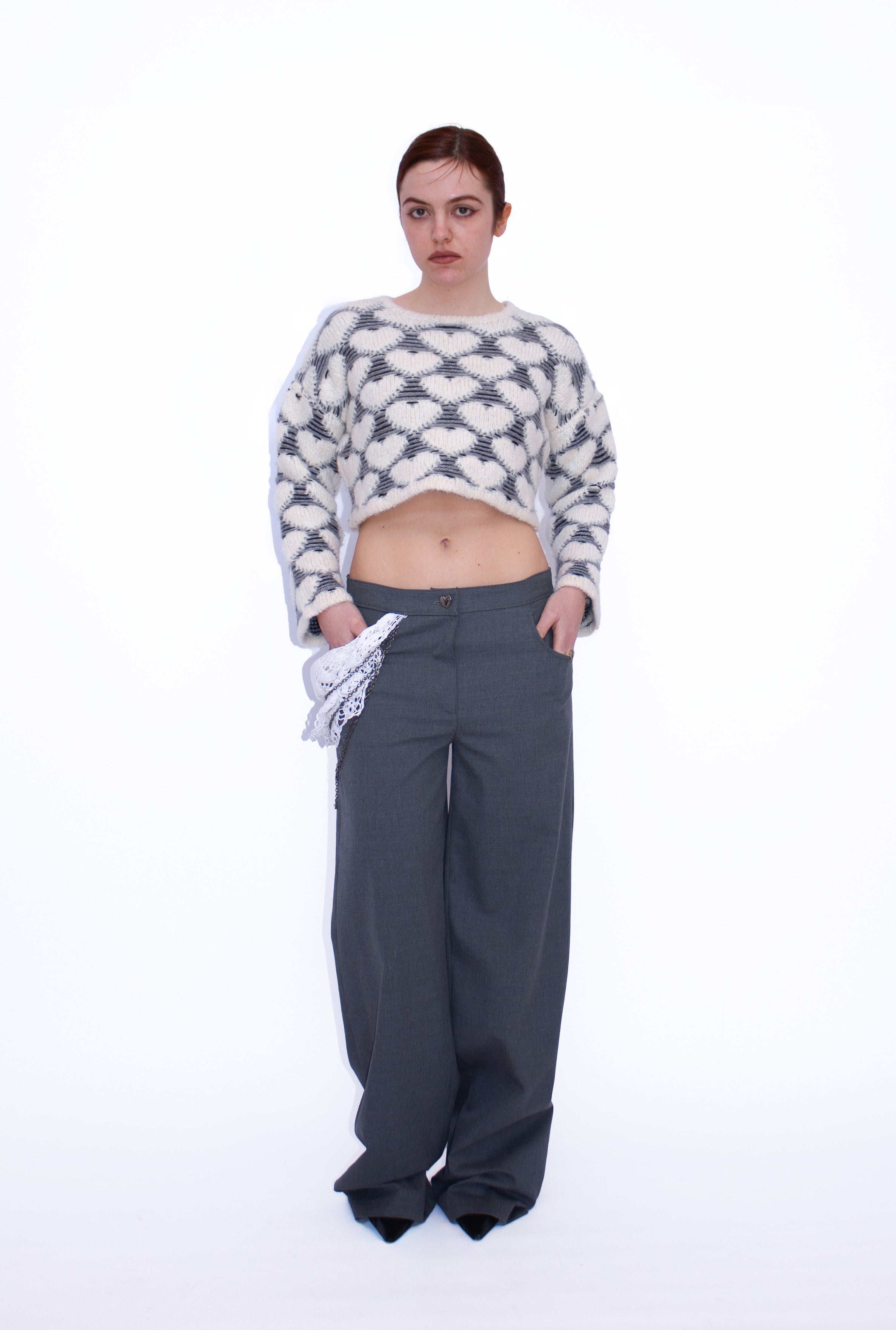 Maglia a cuori jacquard