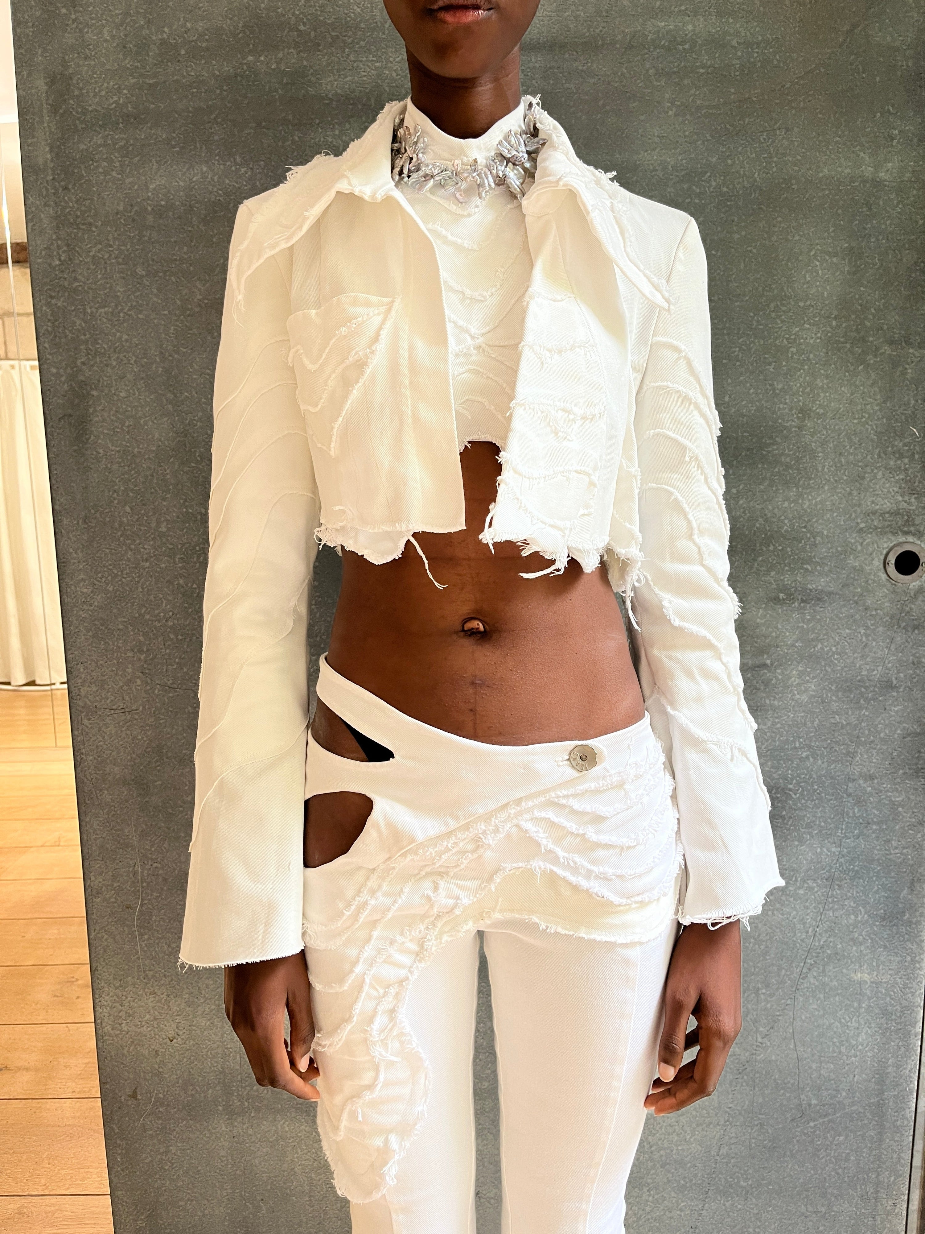 Sea ripple denim cropped jacket