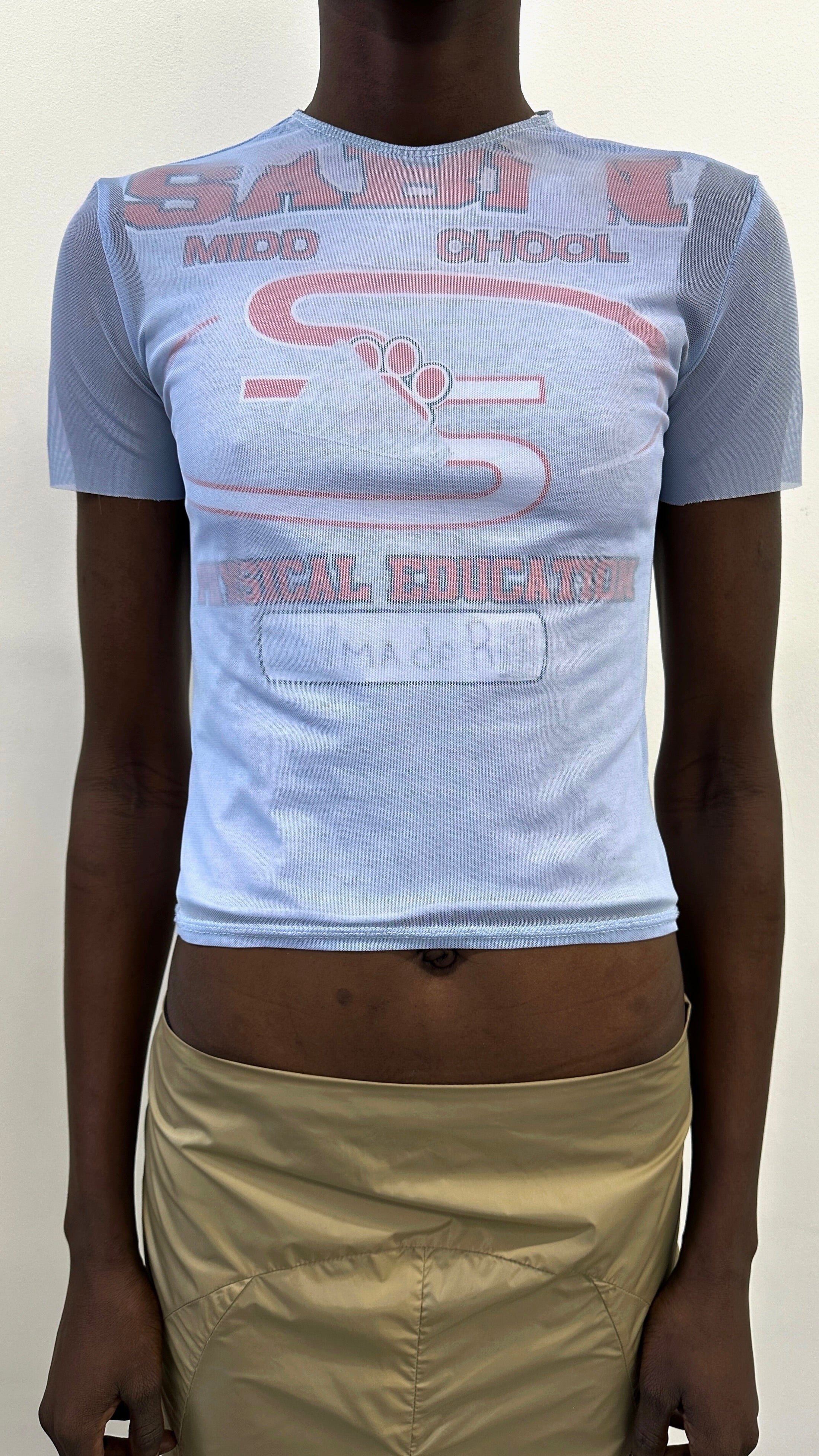 Lilac mesh upcycled t-shirt