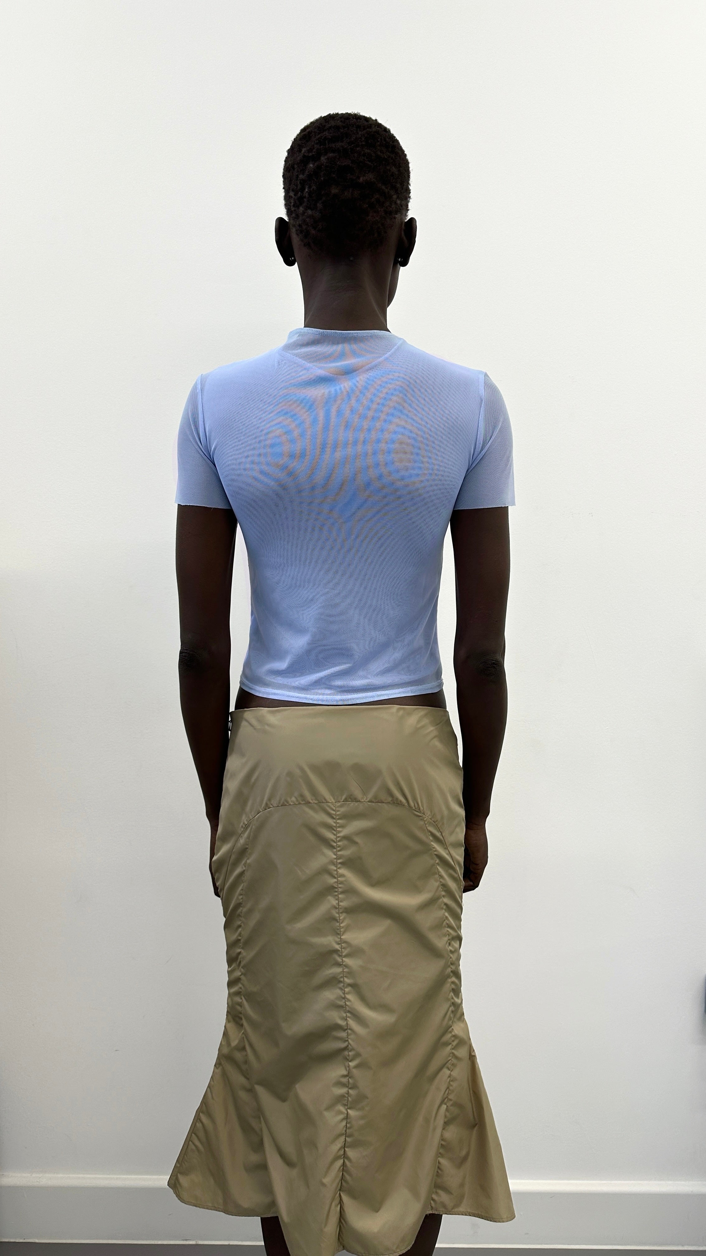 Lilac mesh upcycled t-shirt
