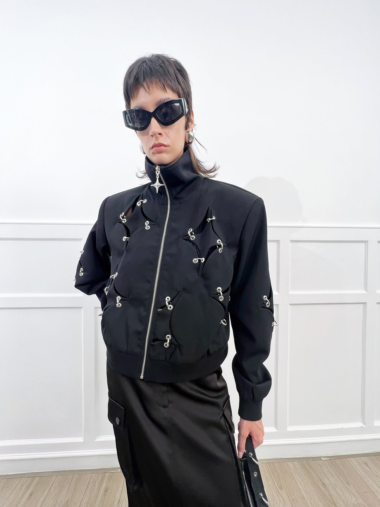 Acetate wool four star metal ring jacket