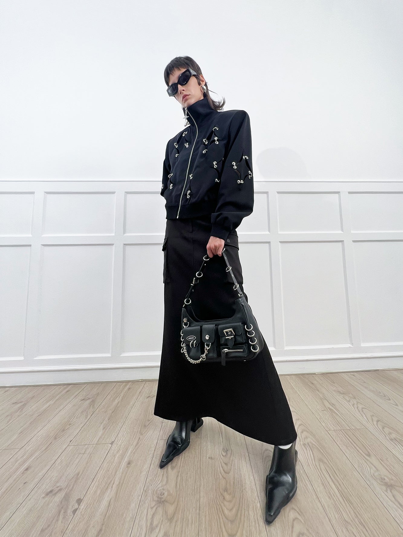 Acetate wool four star metal ring jacket