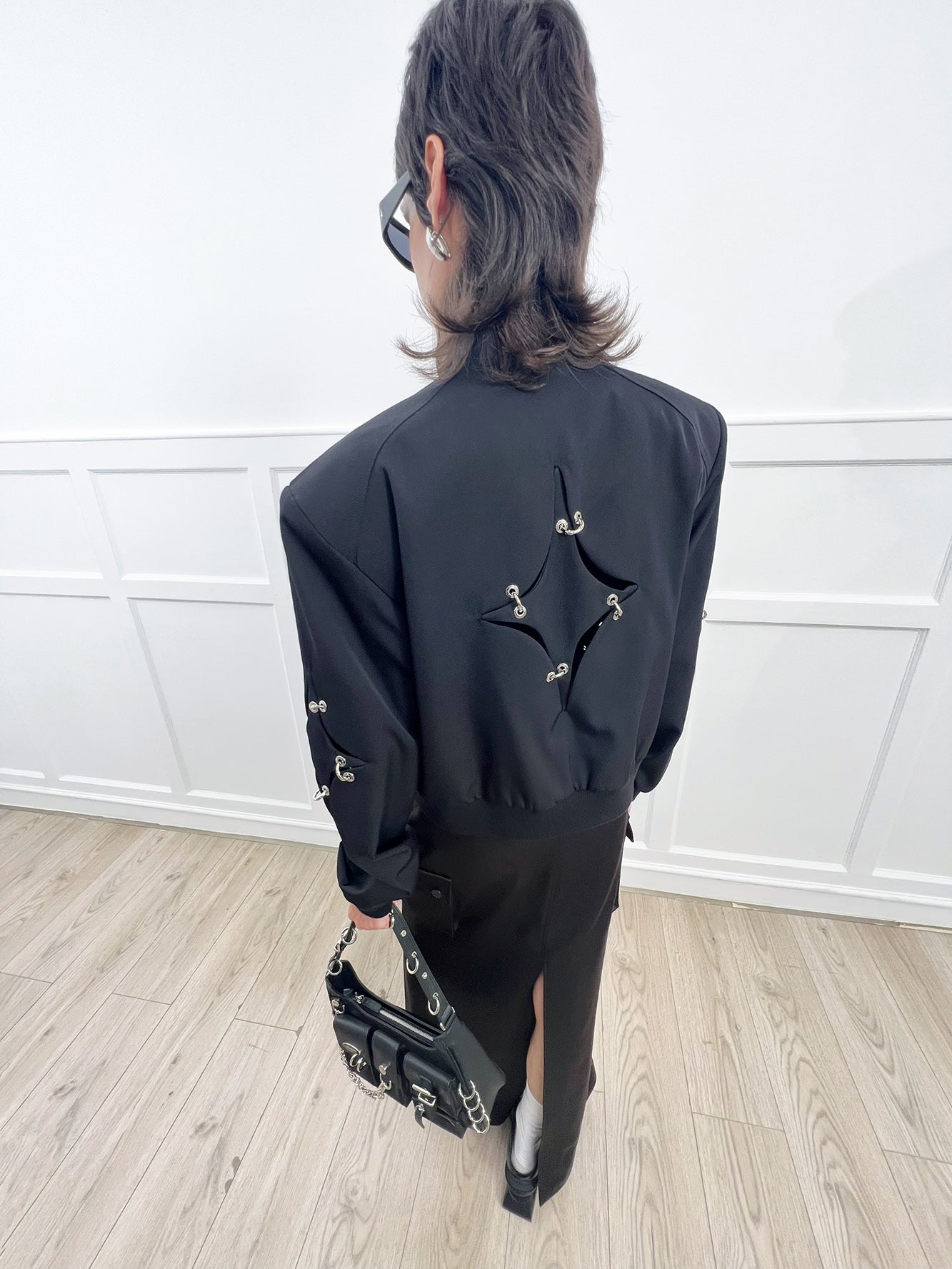 Acetate wool four star metal ring jacket