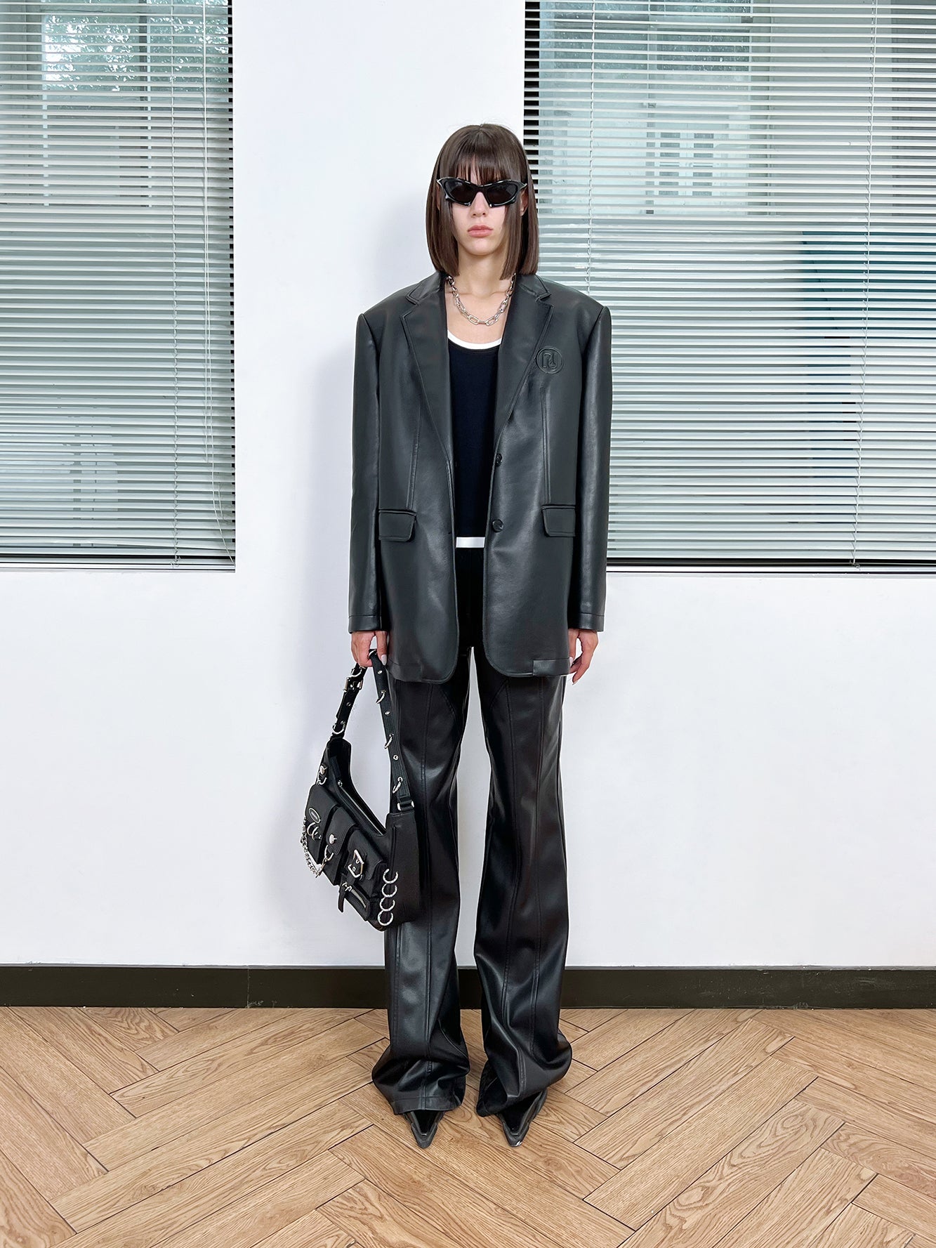Black embossed leather jacket