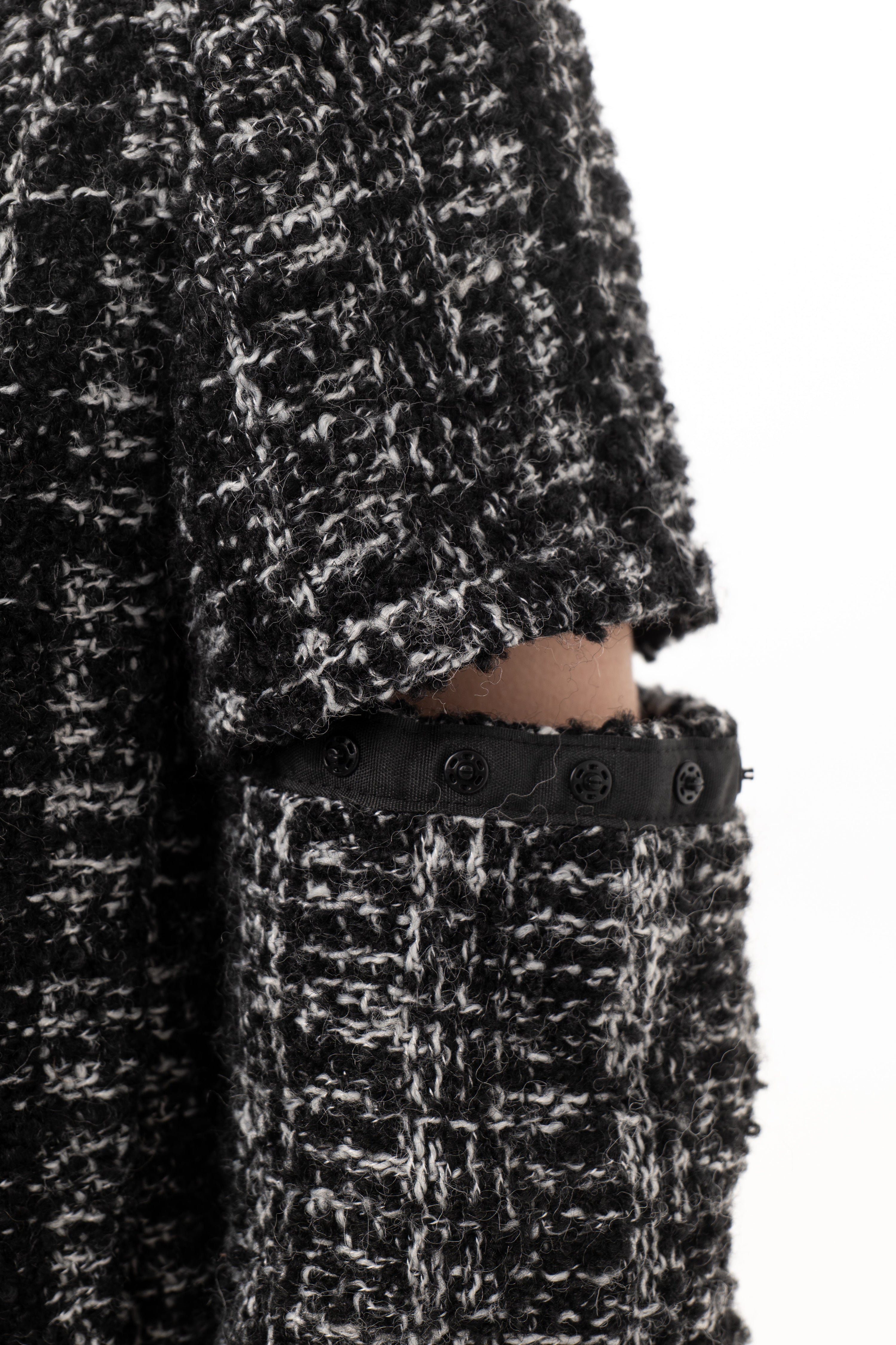 Detachable sleeve suit jacket tweed