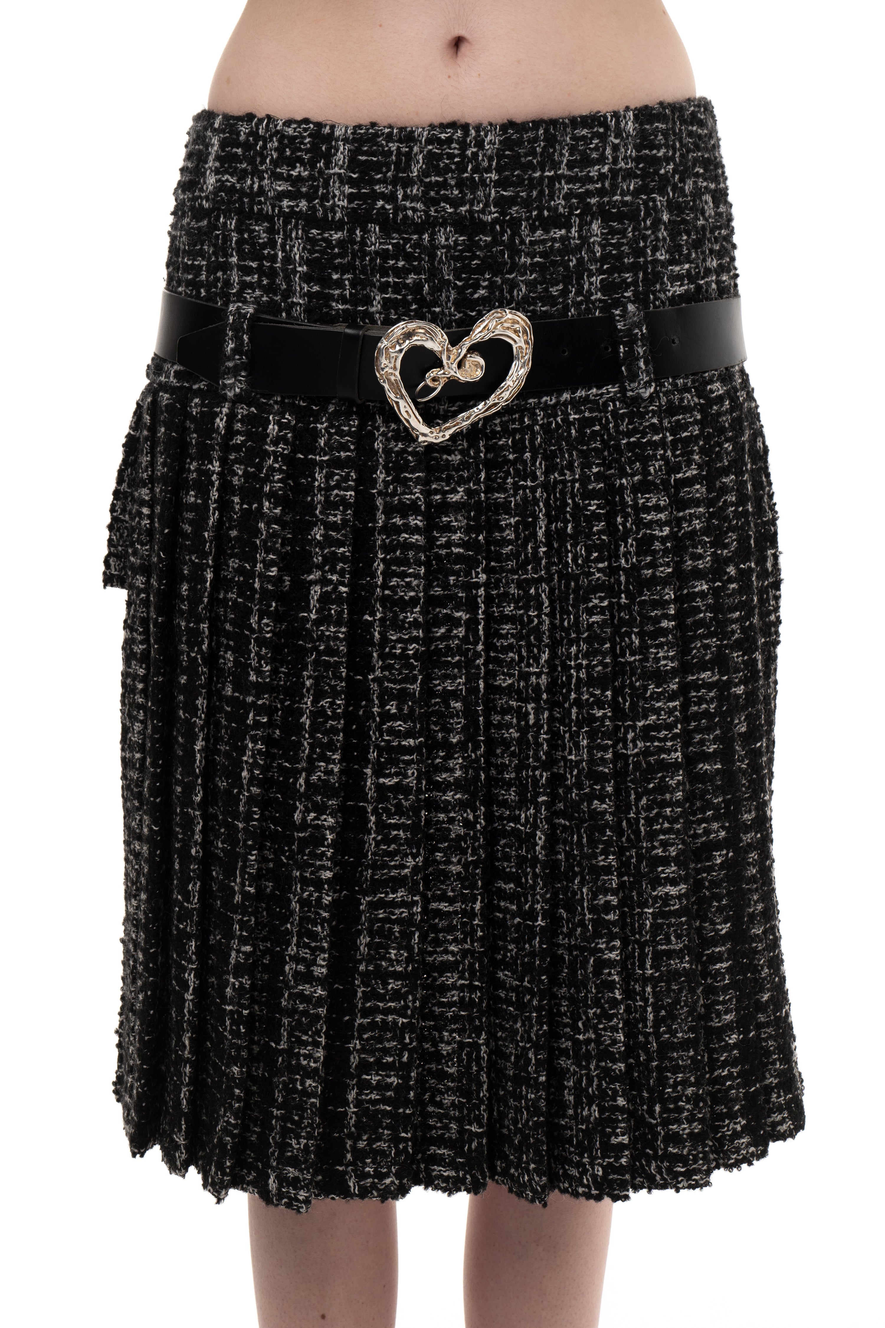Pleated midi/mini skirt tweed