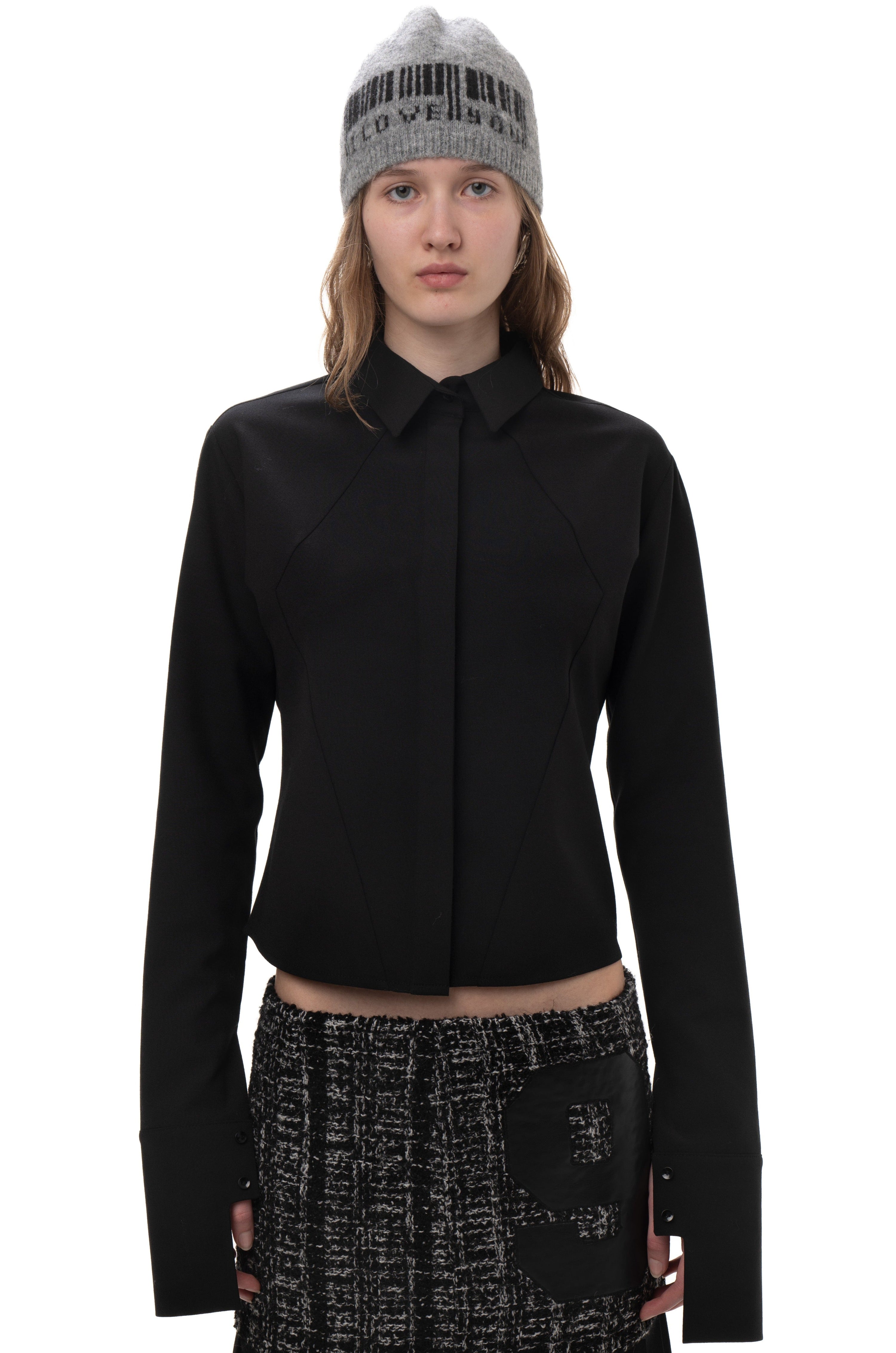 Wool shirt in black