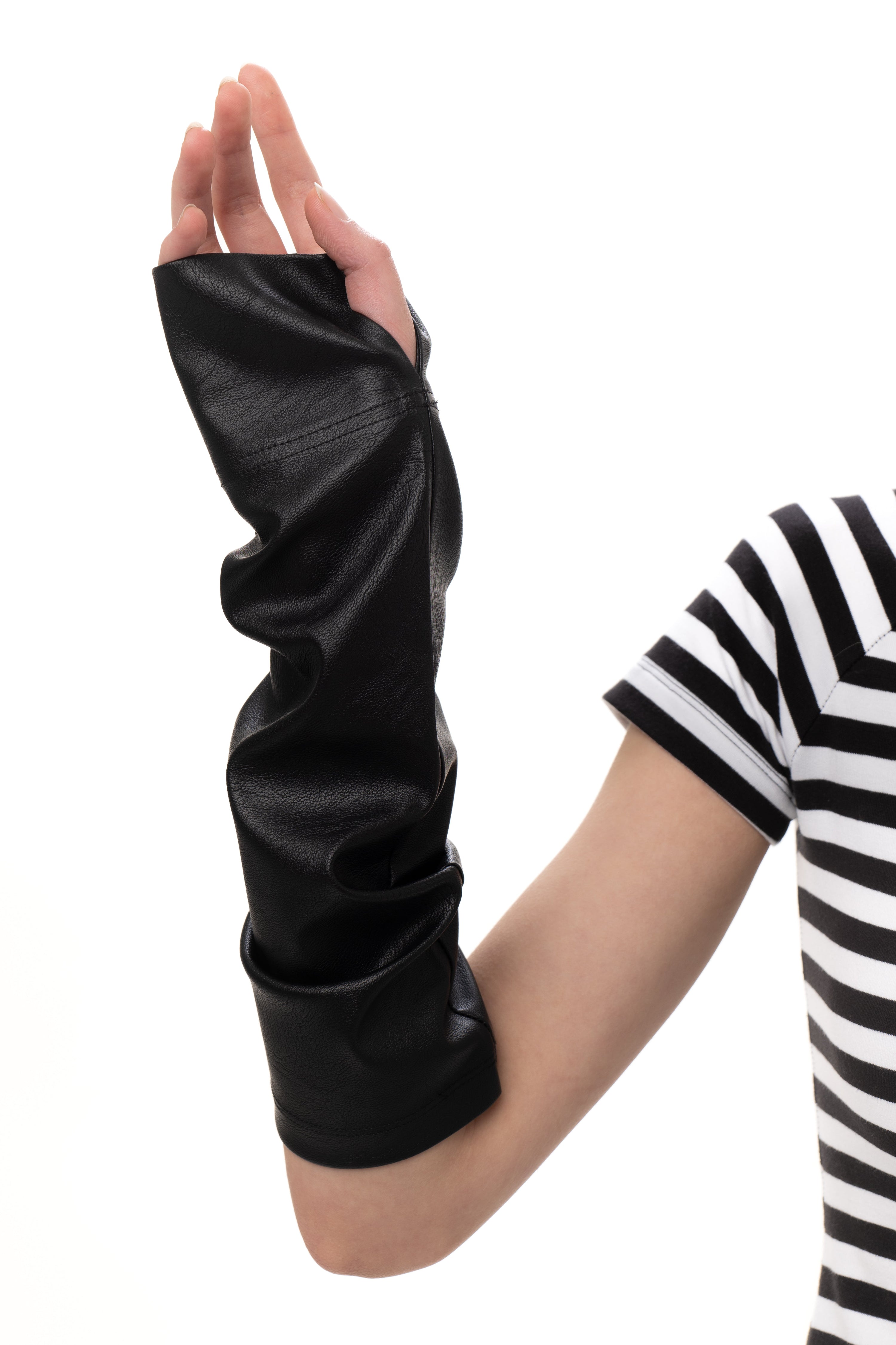 Faux leather warmers