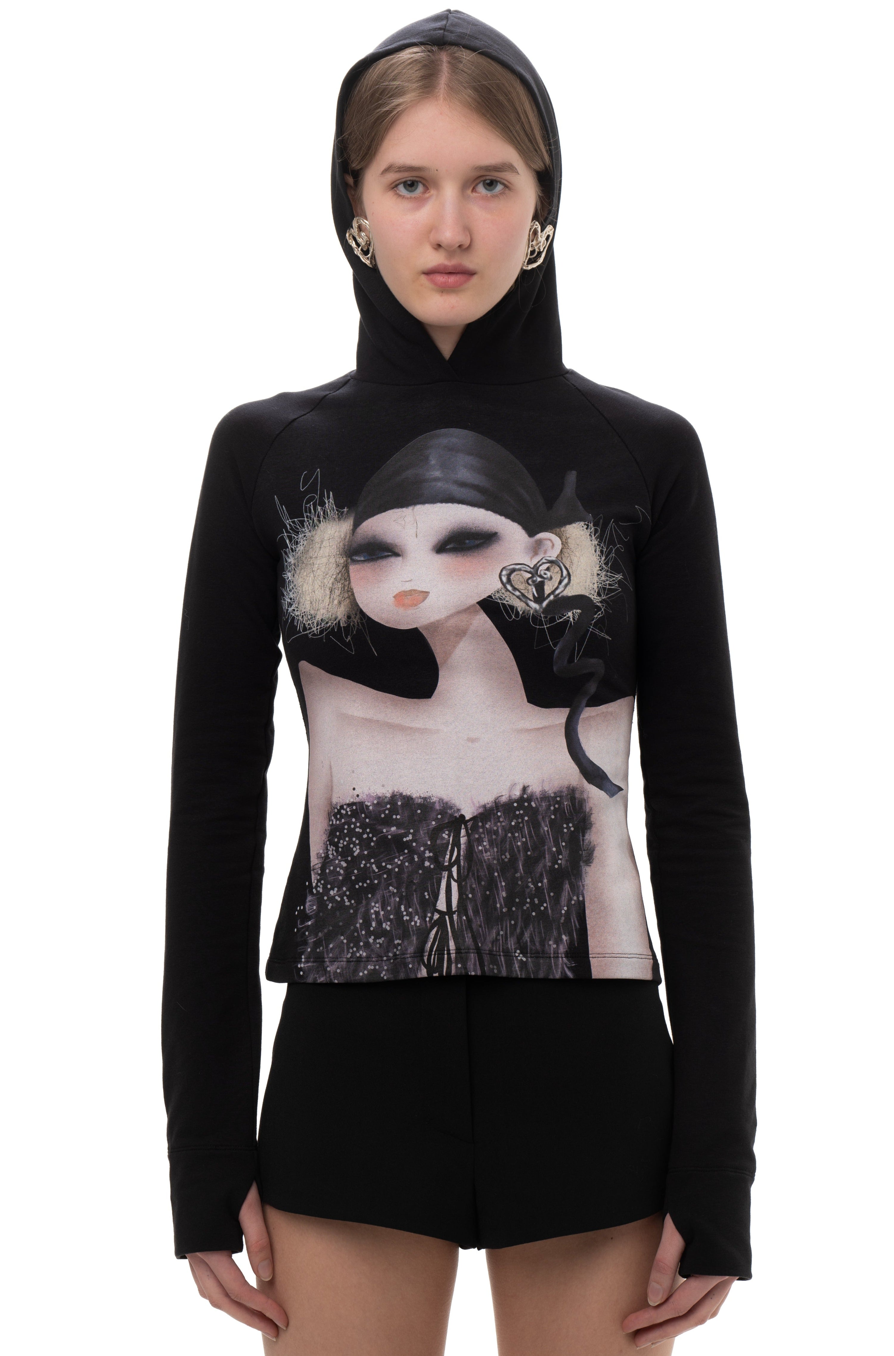 Hood printed longsleeve tee