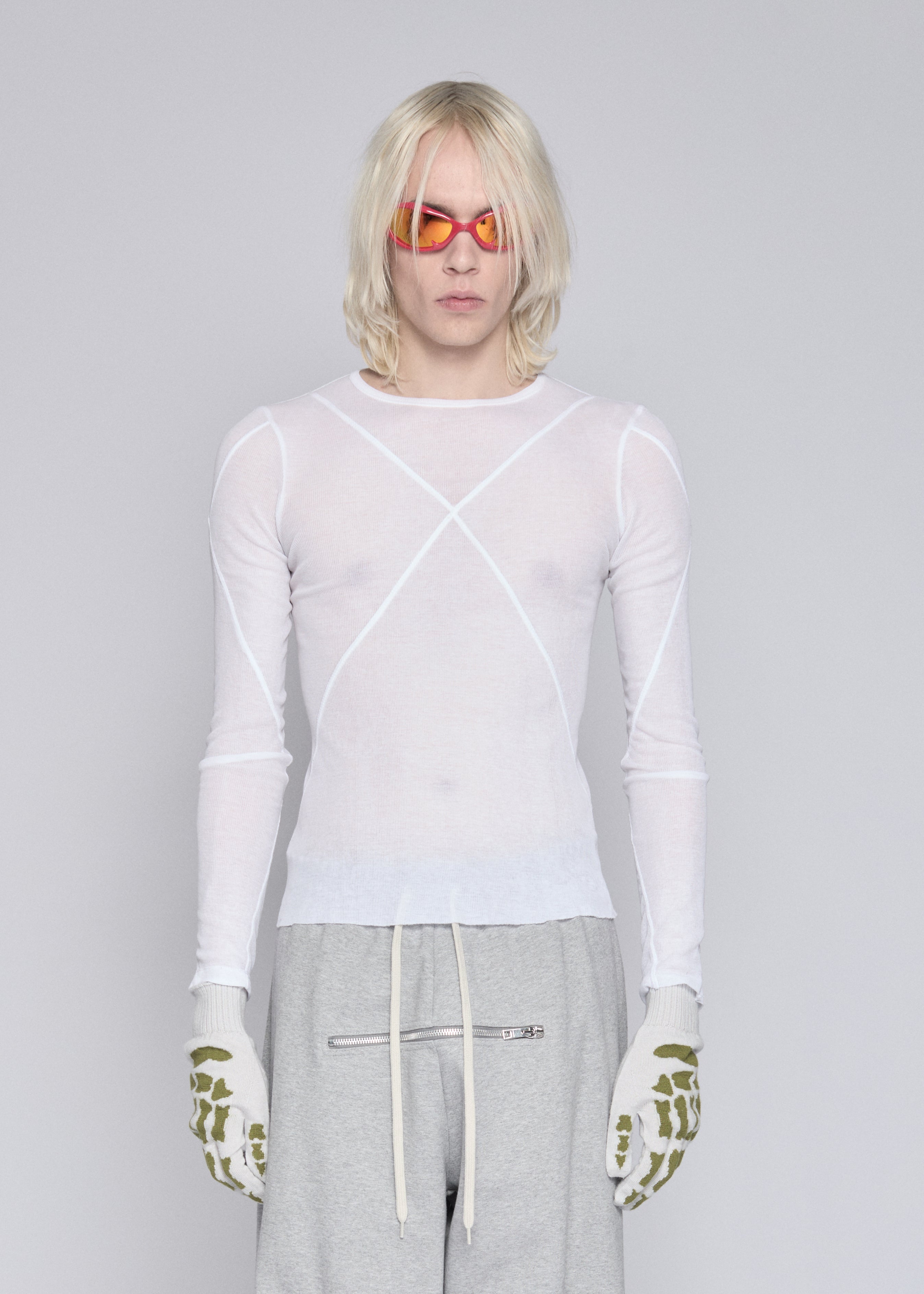 Blues long sleeve top white
