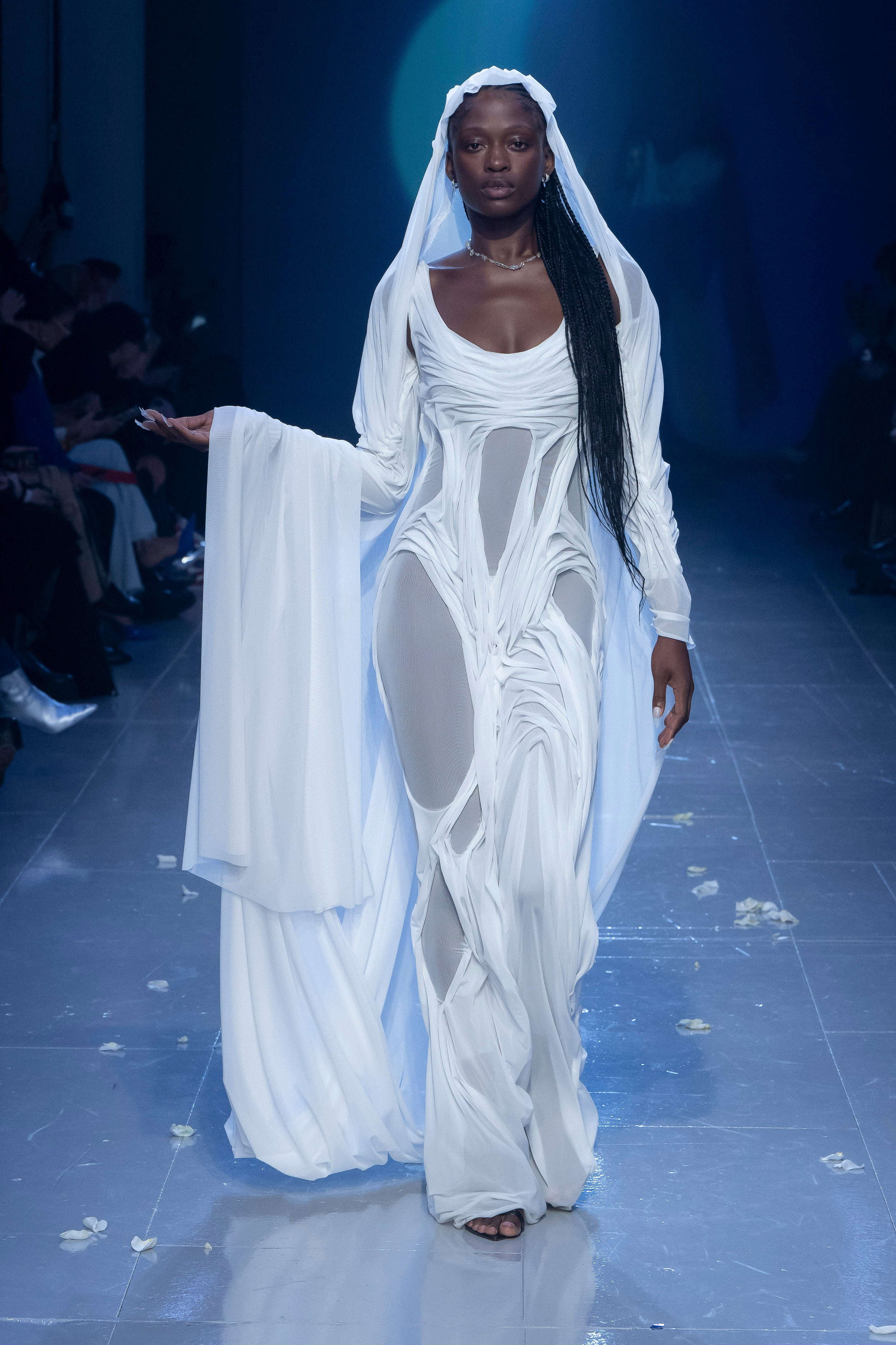 Long two strap wetlook dress