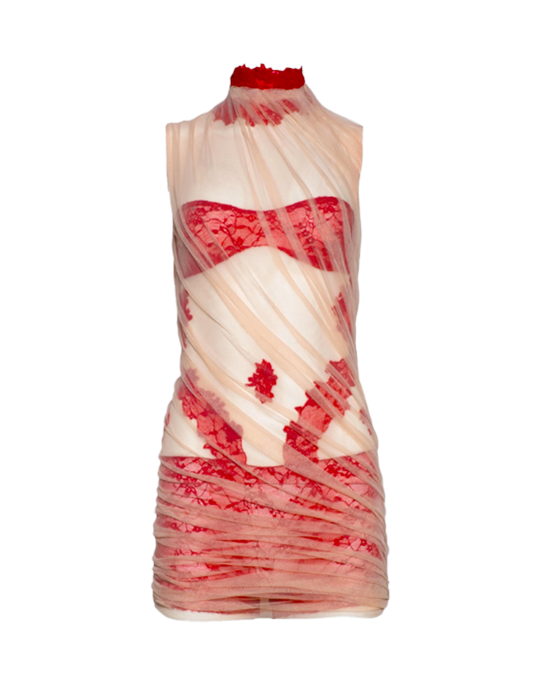 Lace desire nude mini dress