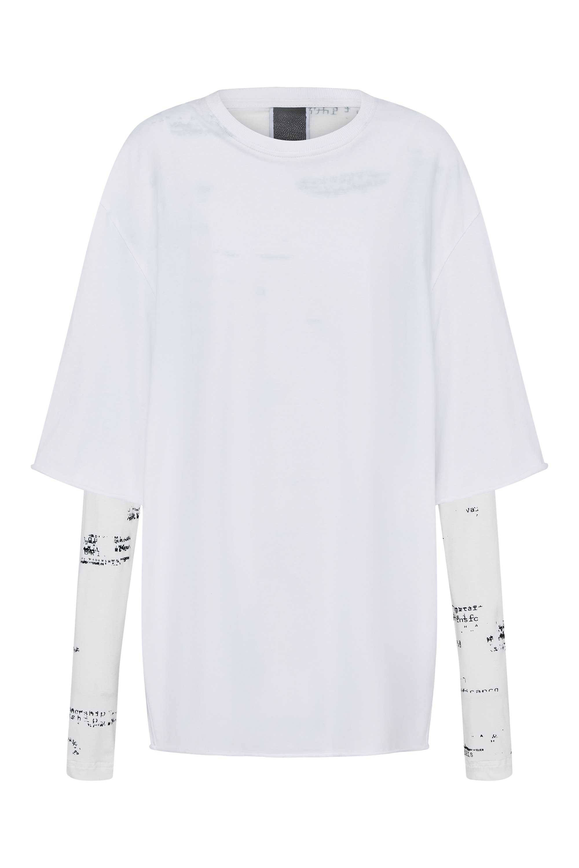 Double sleeve printed t-shirt white
