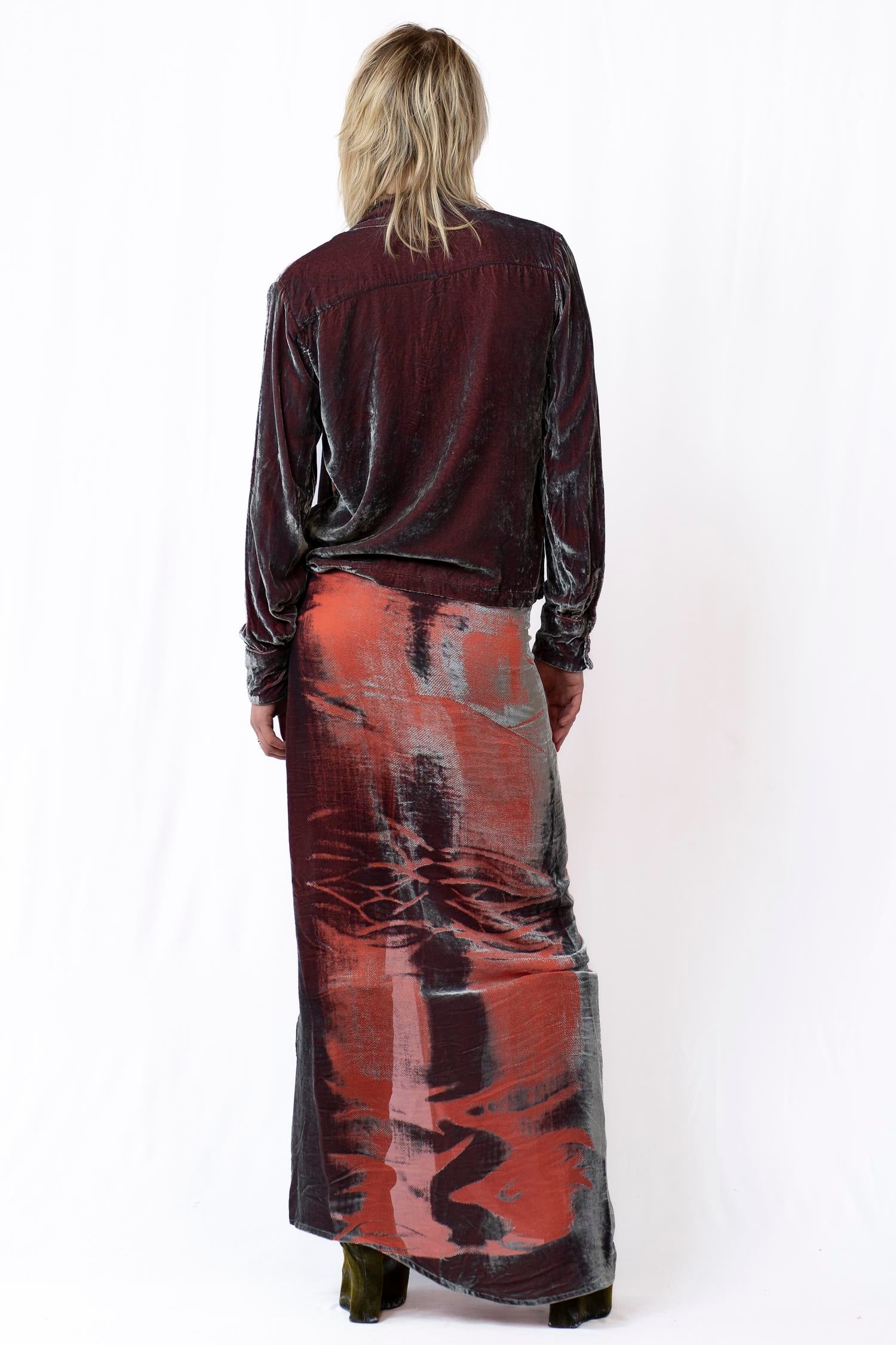 2-tone whiskers wrap maxi skirt
