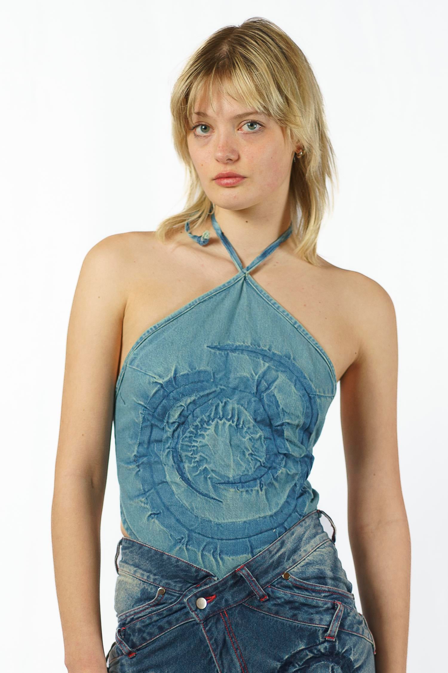 Ash blue bandana top