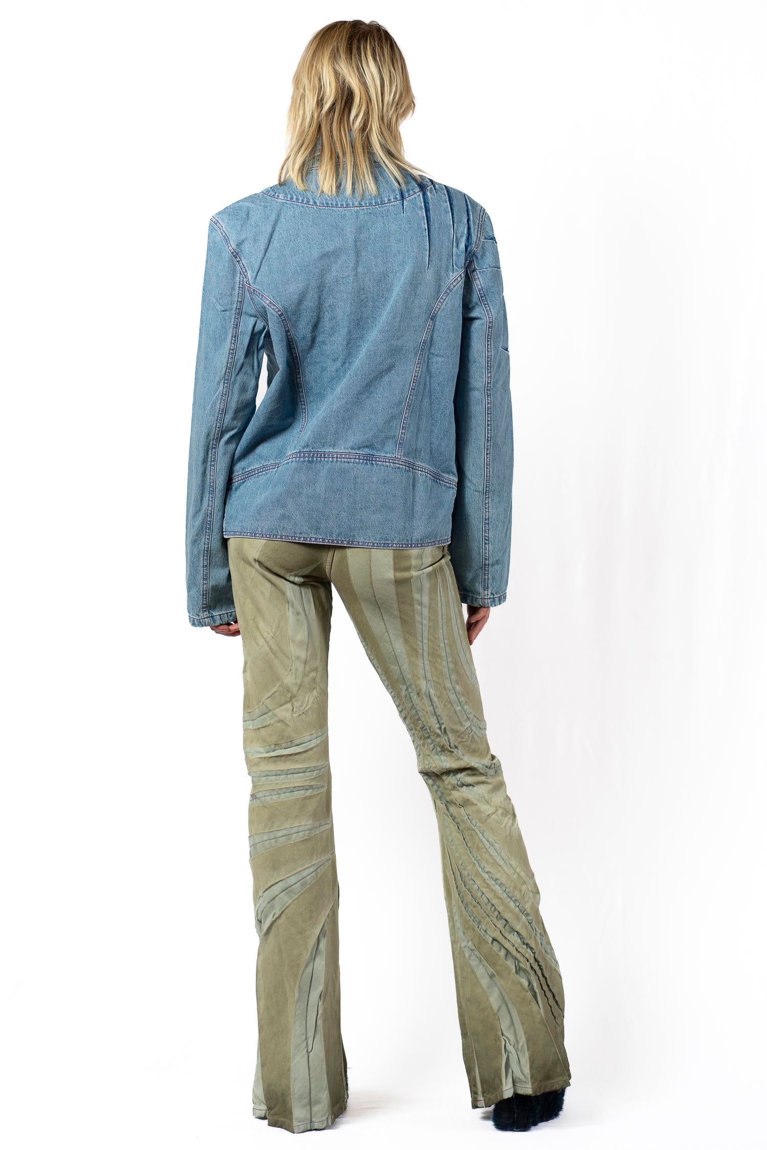 Khaki fade tribal bias cut jeans