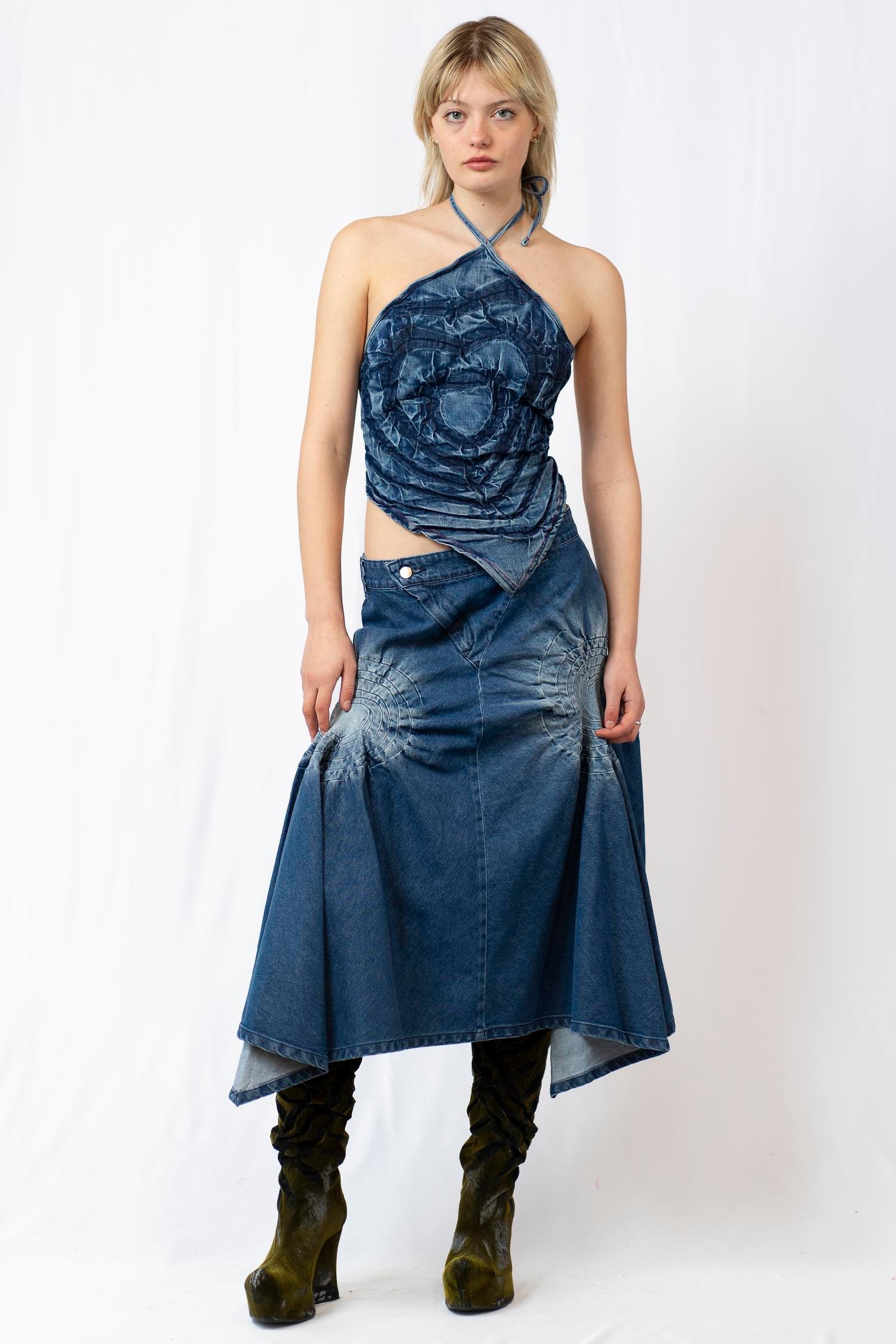 Heart Denim Bandana Top