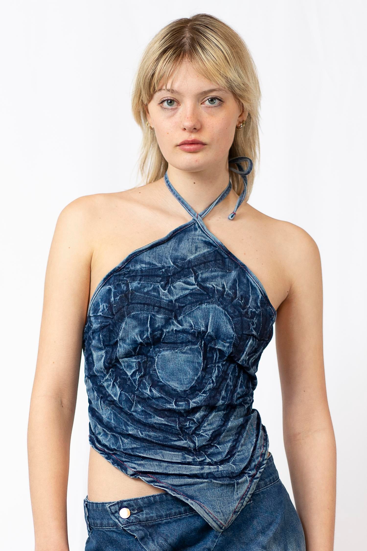 Heart Denim Bandana Top