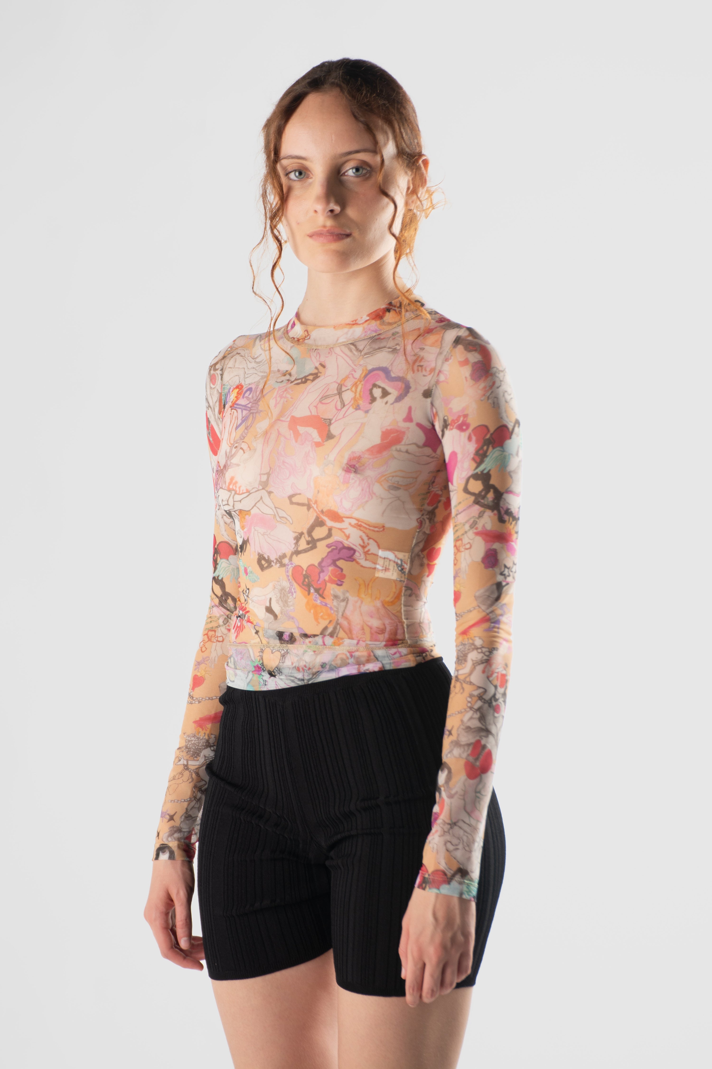 Top second skin mesh stampato
