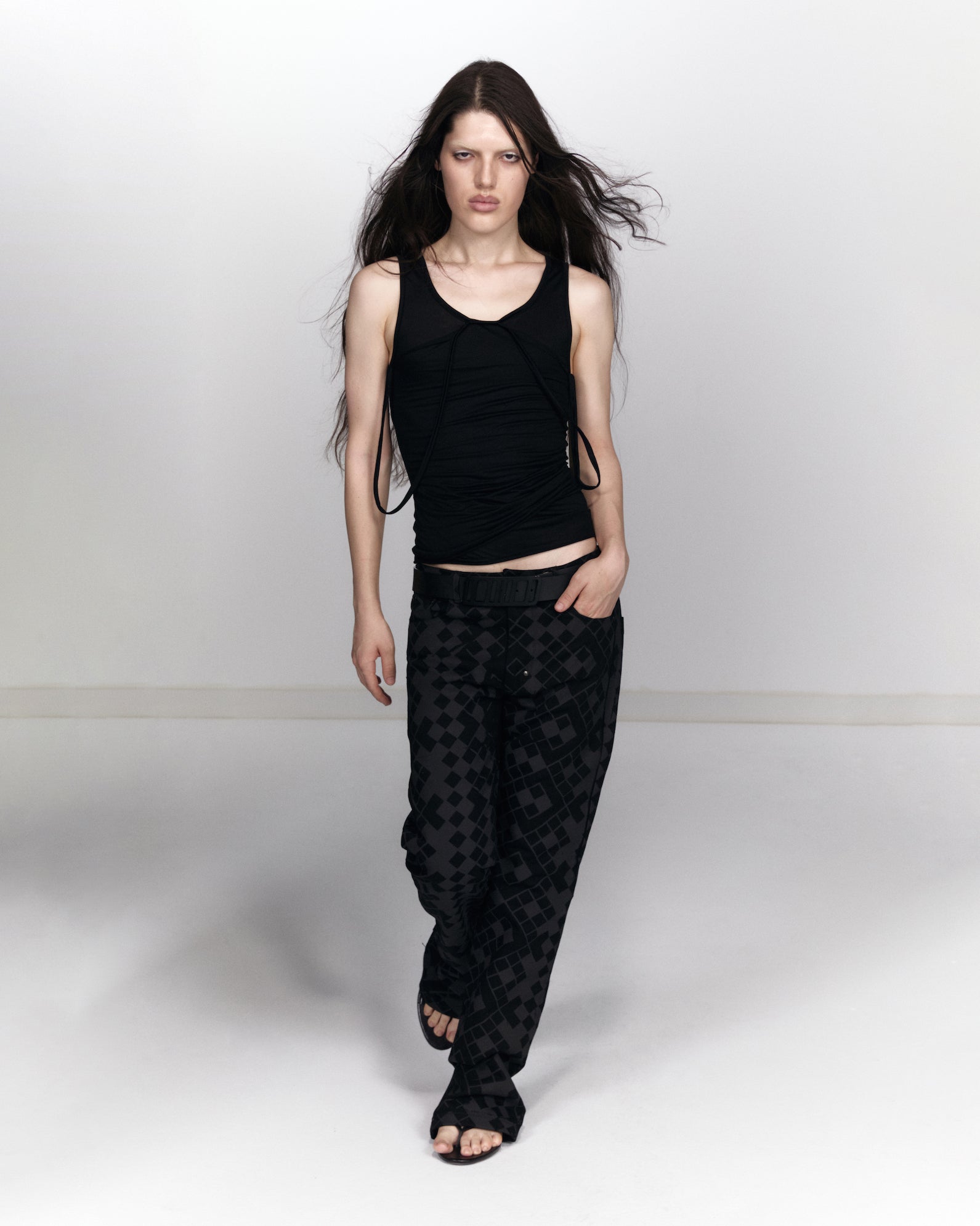 Grid trousers - black