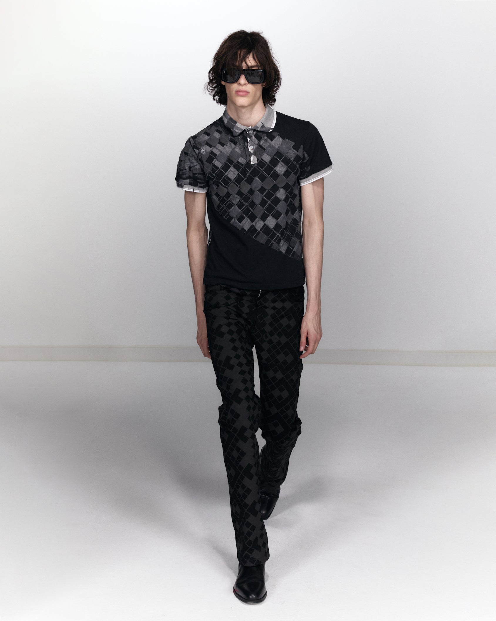 Grid polo shirt