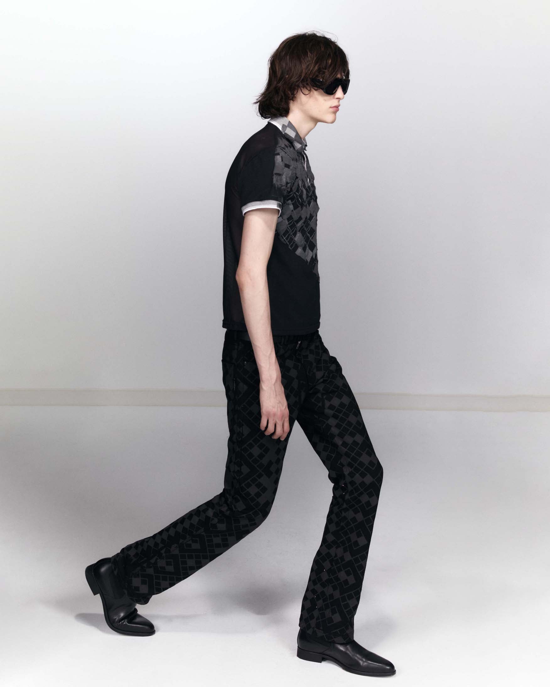 Grid trousers - black