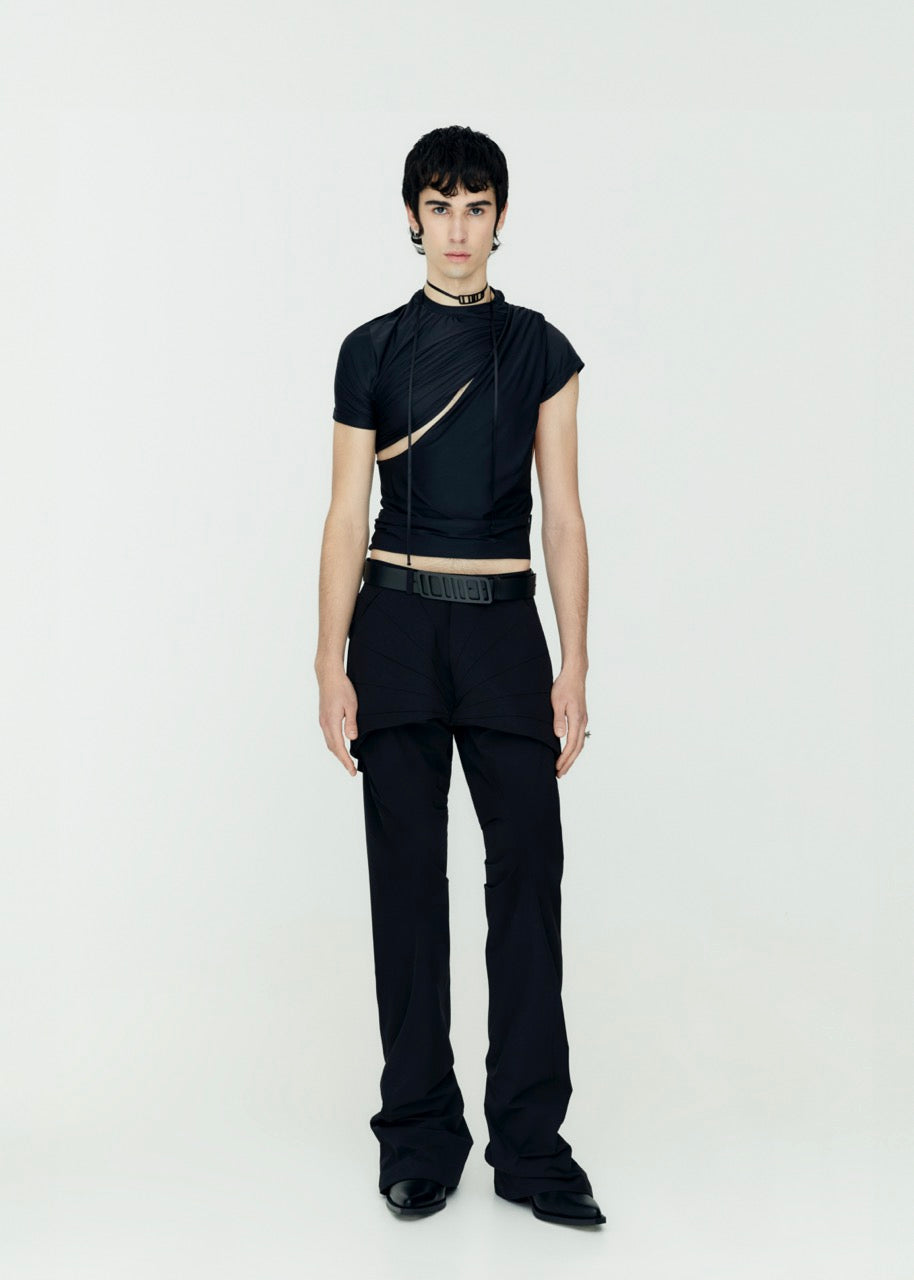 Asymmetric draped top black