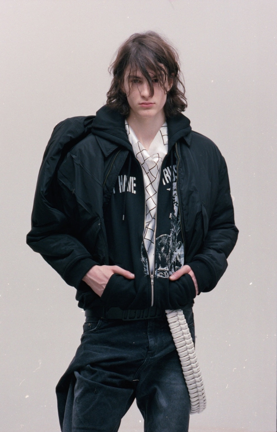 Bunny zip up hoodie black