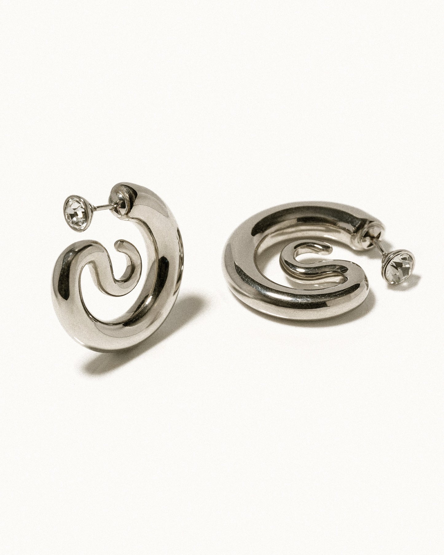 Diamond serpent hoops silver