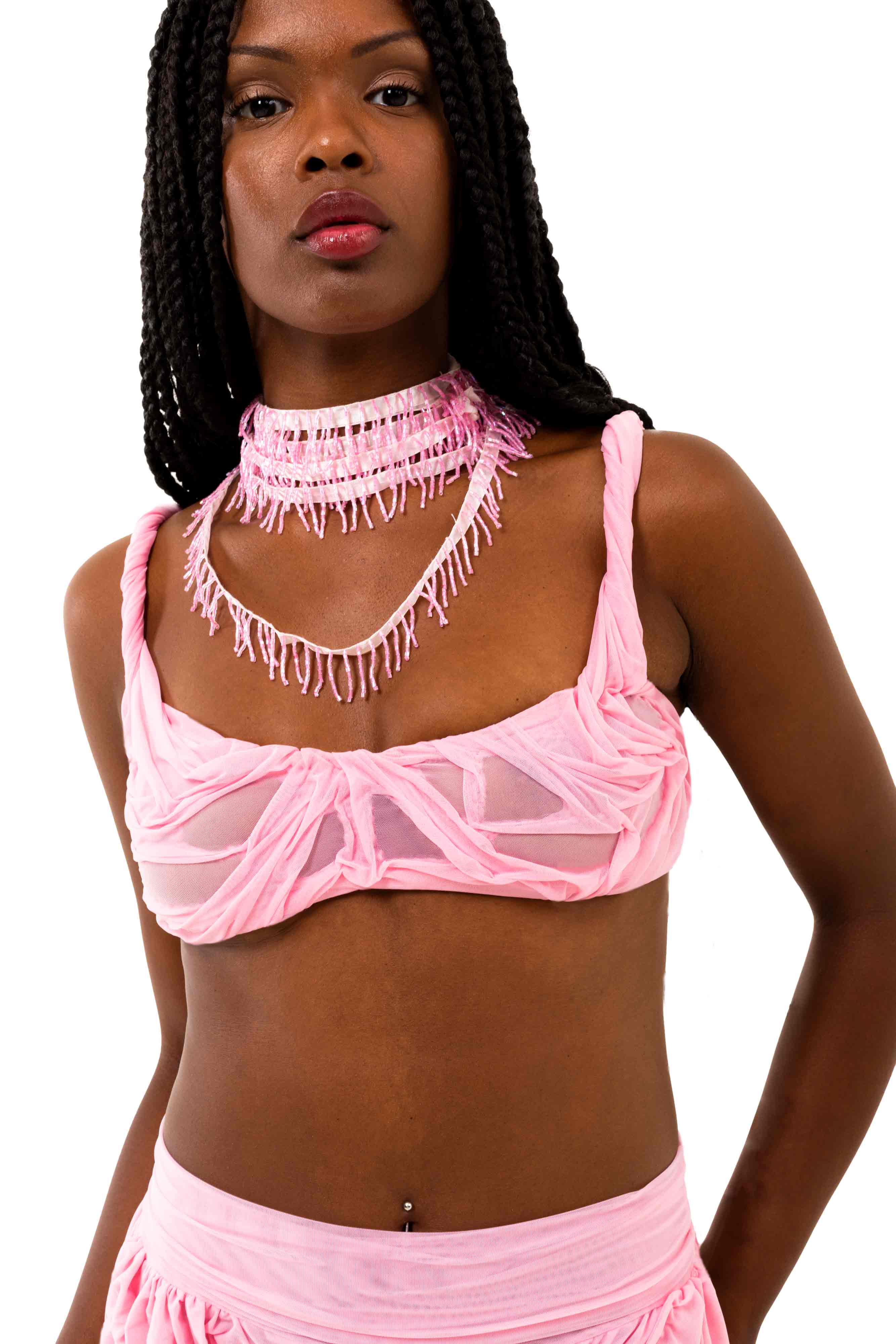 Pink wetlook bra