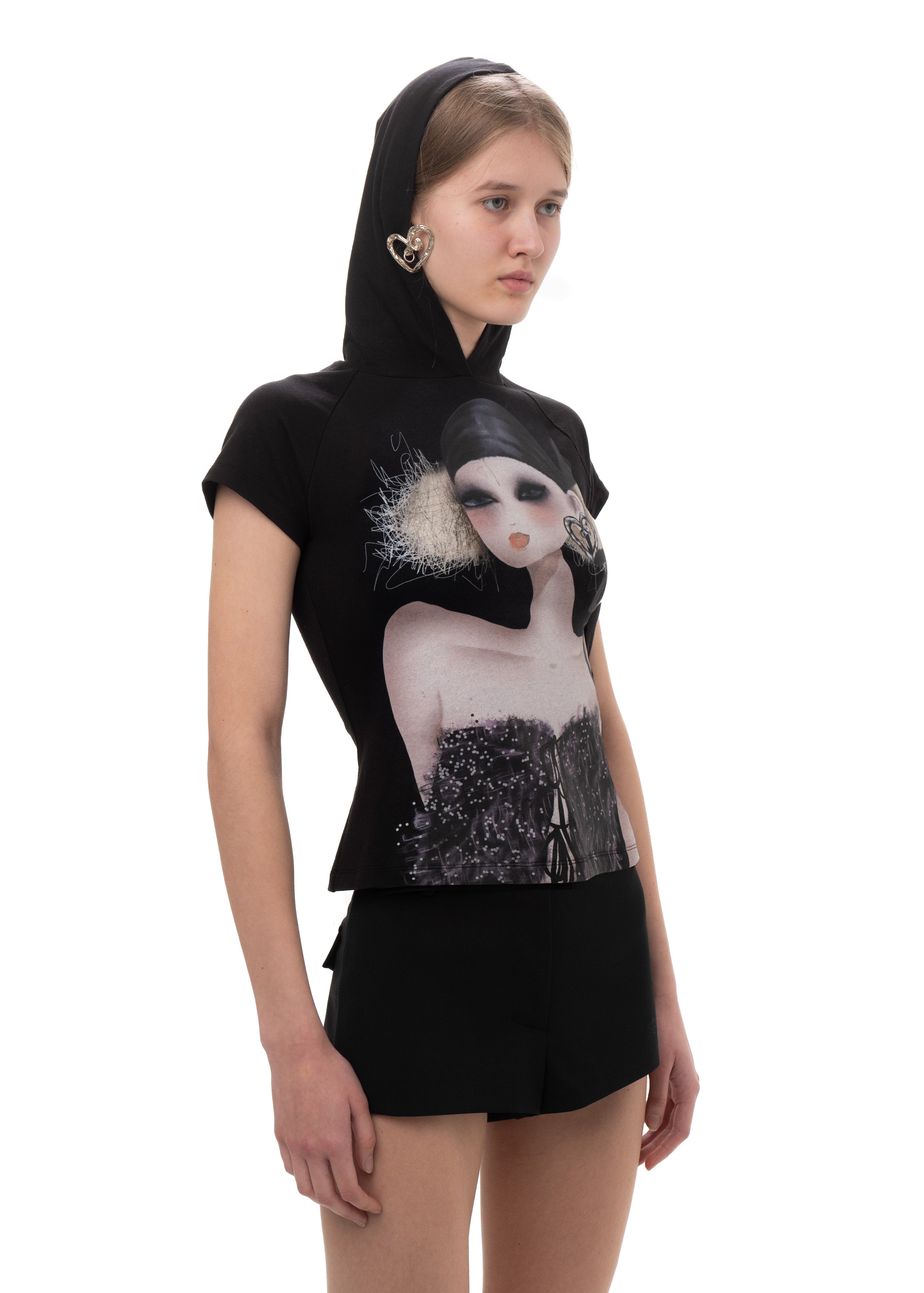 Hood printed tee