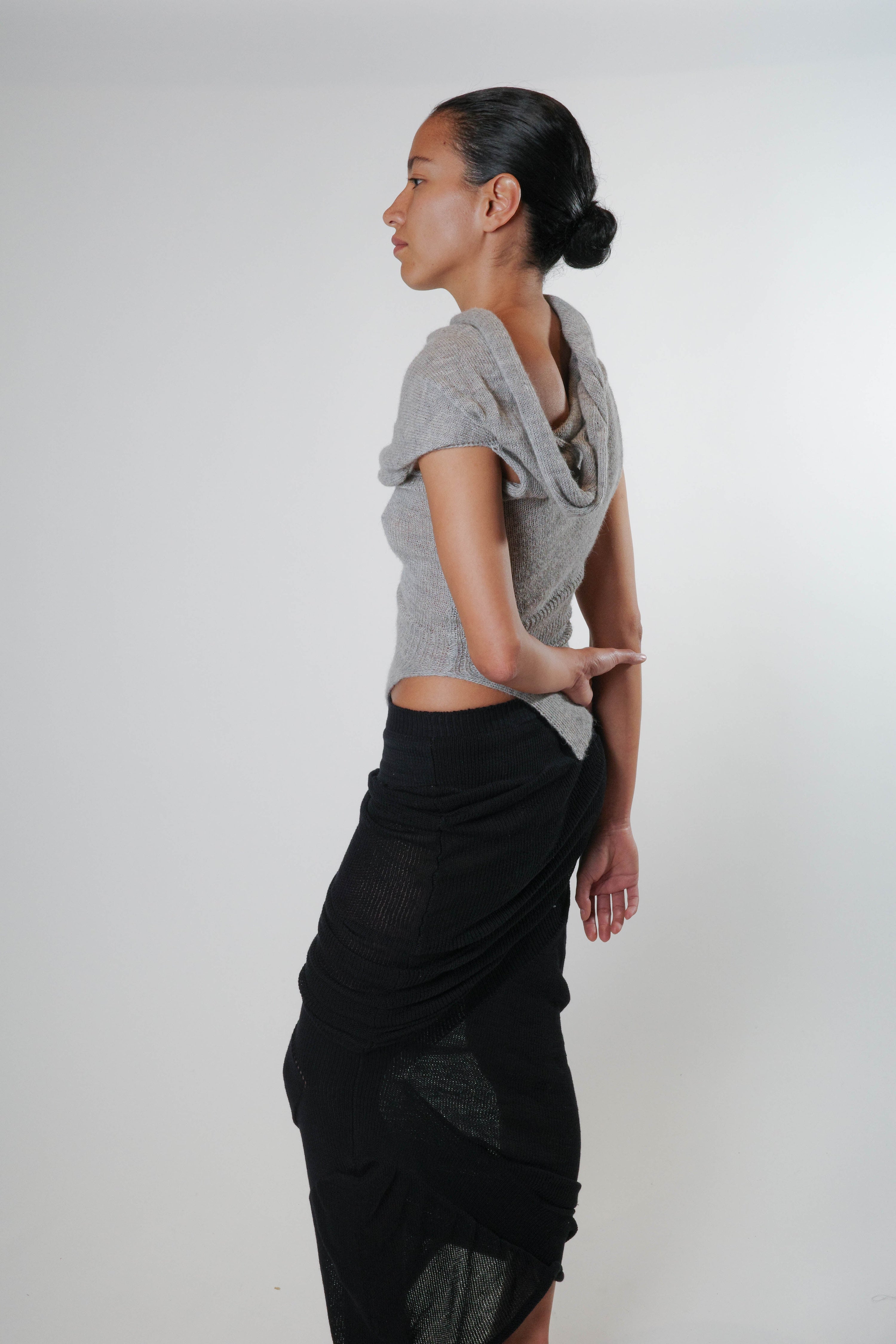 Neck drape top (grey)