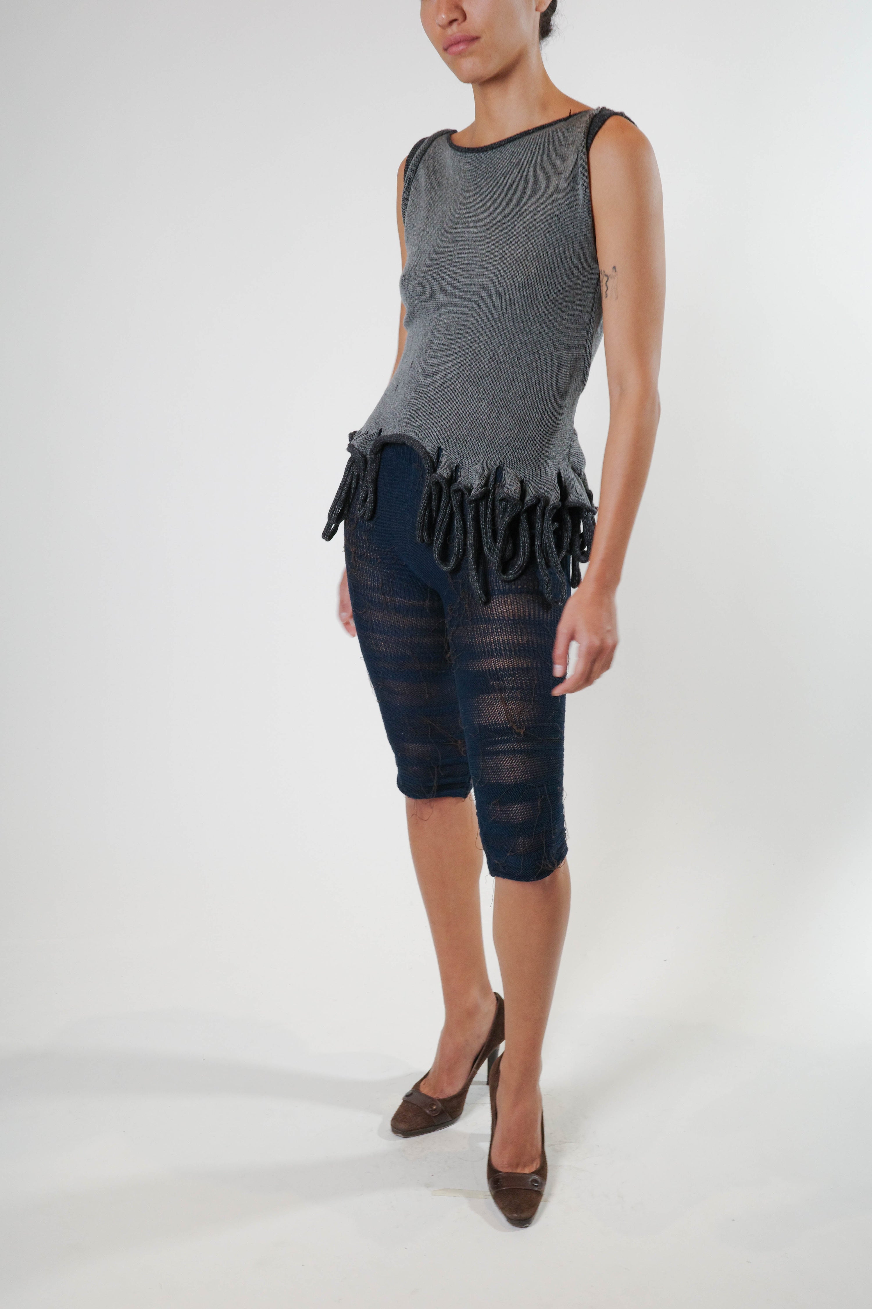 Organic capri (navy/brown)