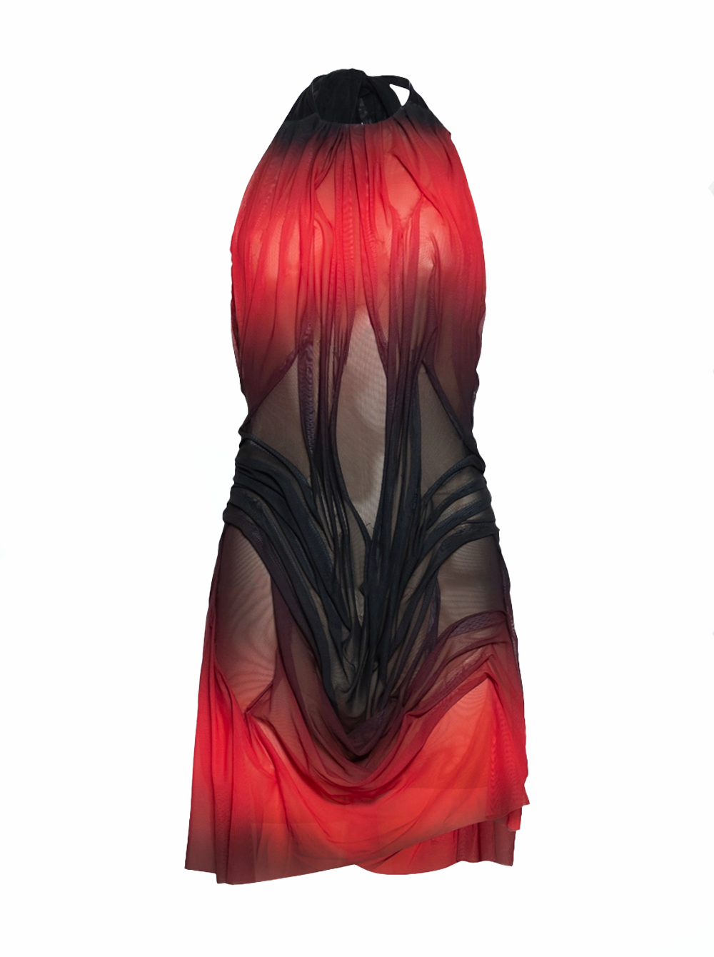 Backless wetlook halterneck mini dress