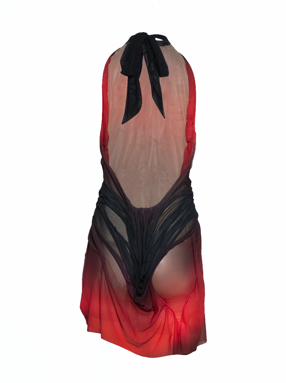 Backless wetlook halterneck mini dress