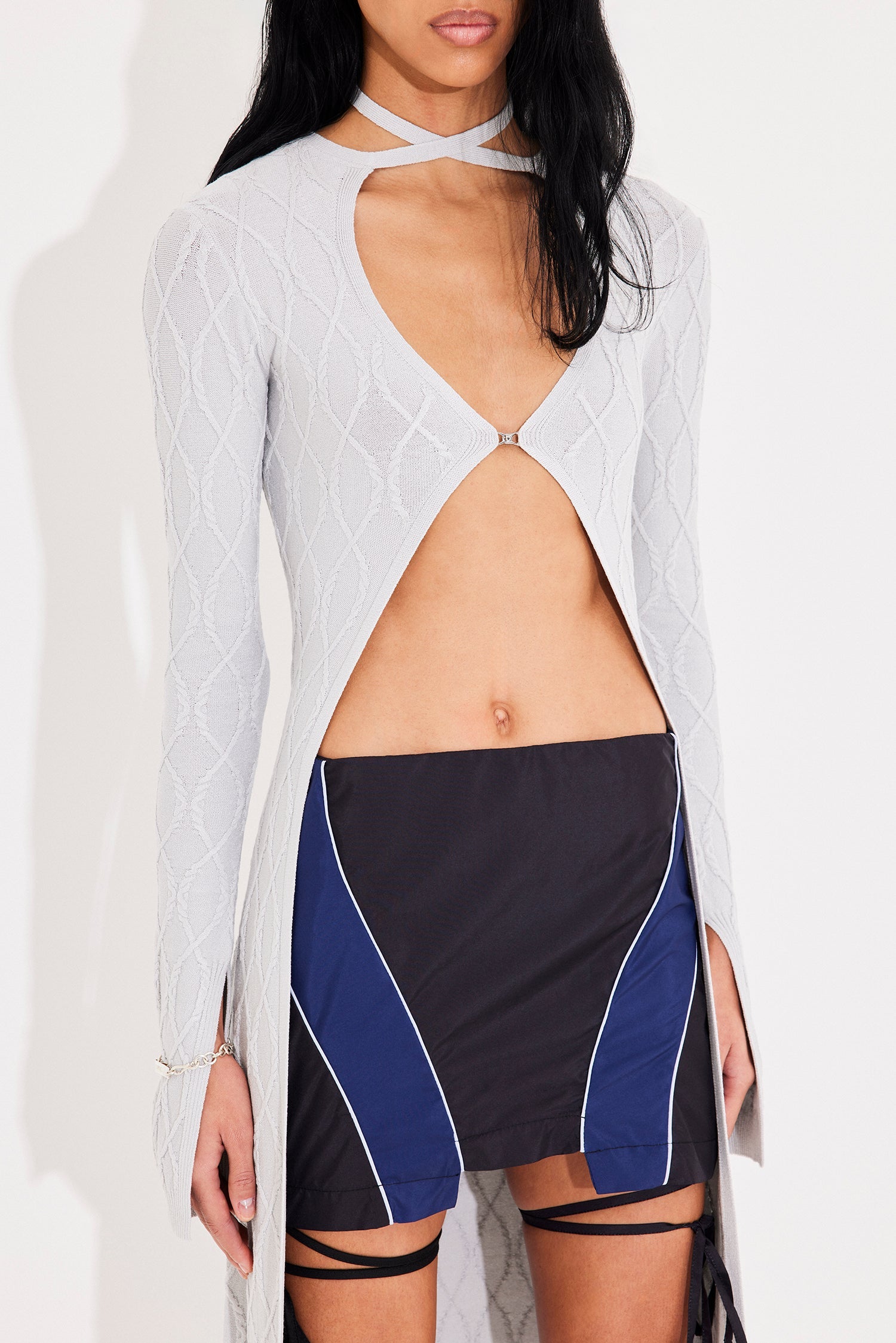 Long cable salem cardigan grey