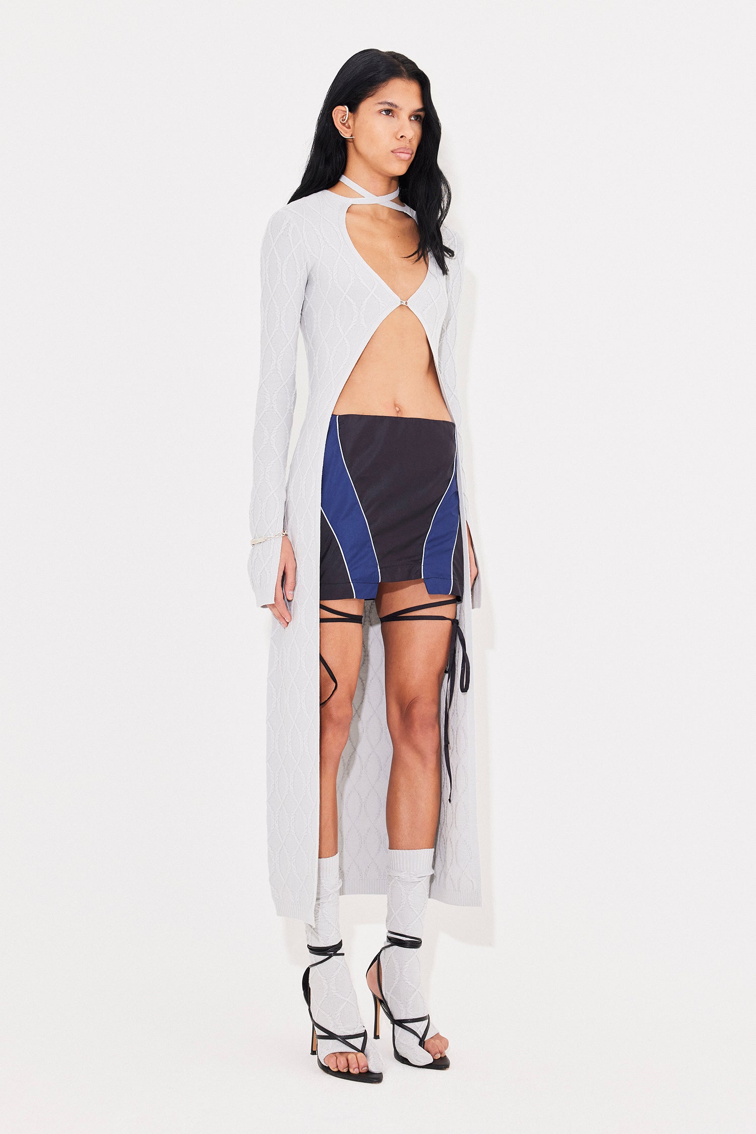 Long cable salem cardigan grey