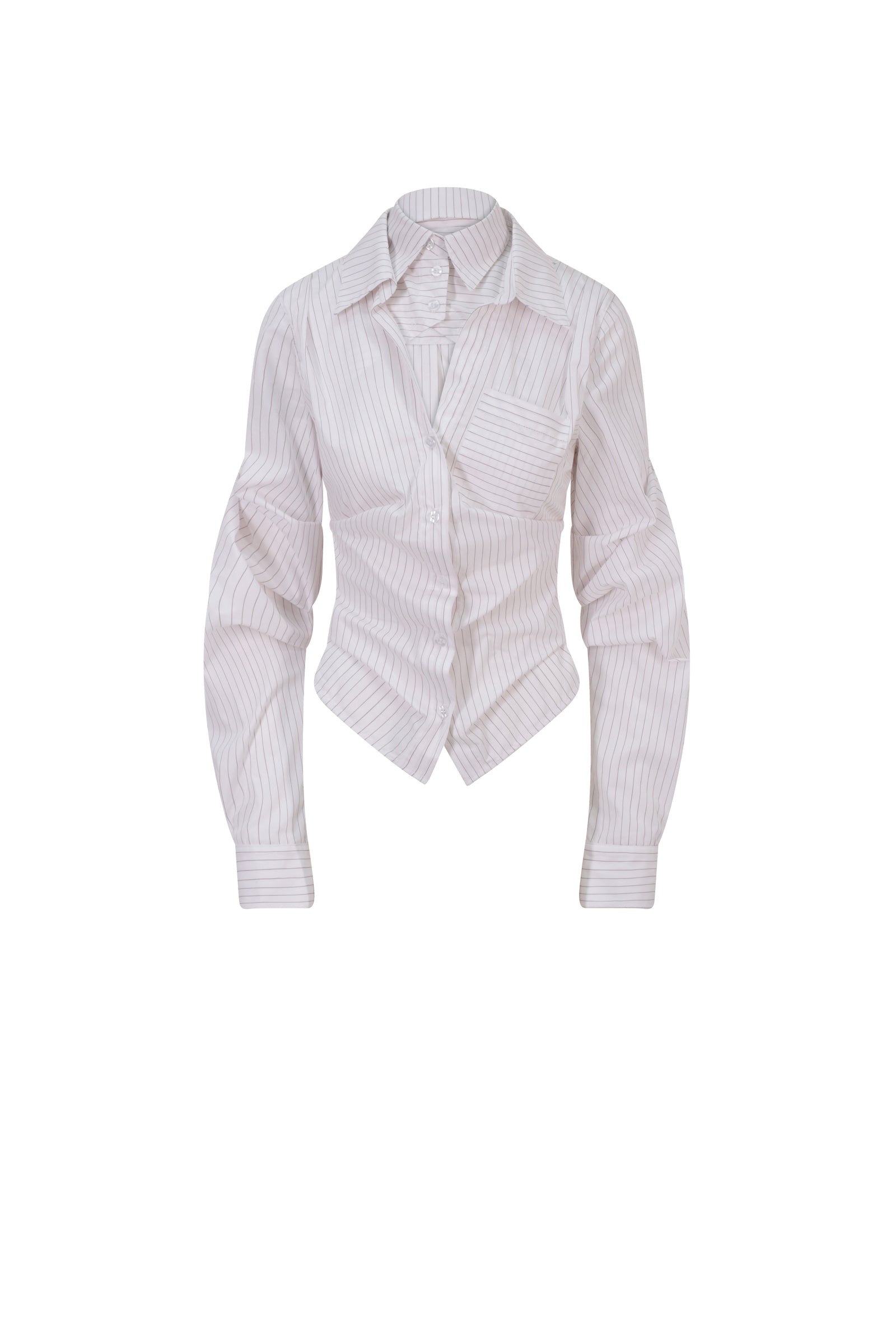 Striped breakfast shirt white-bordeaux pinstripe
