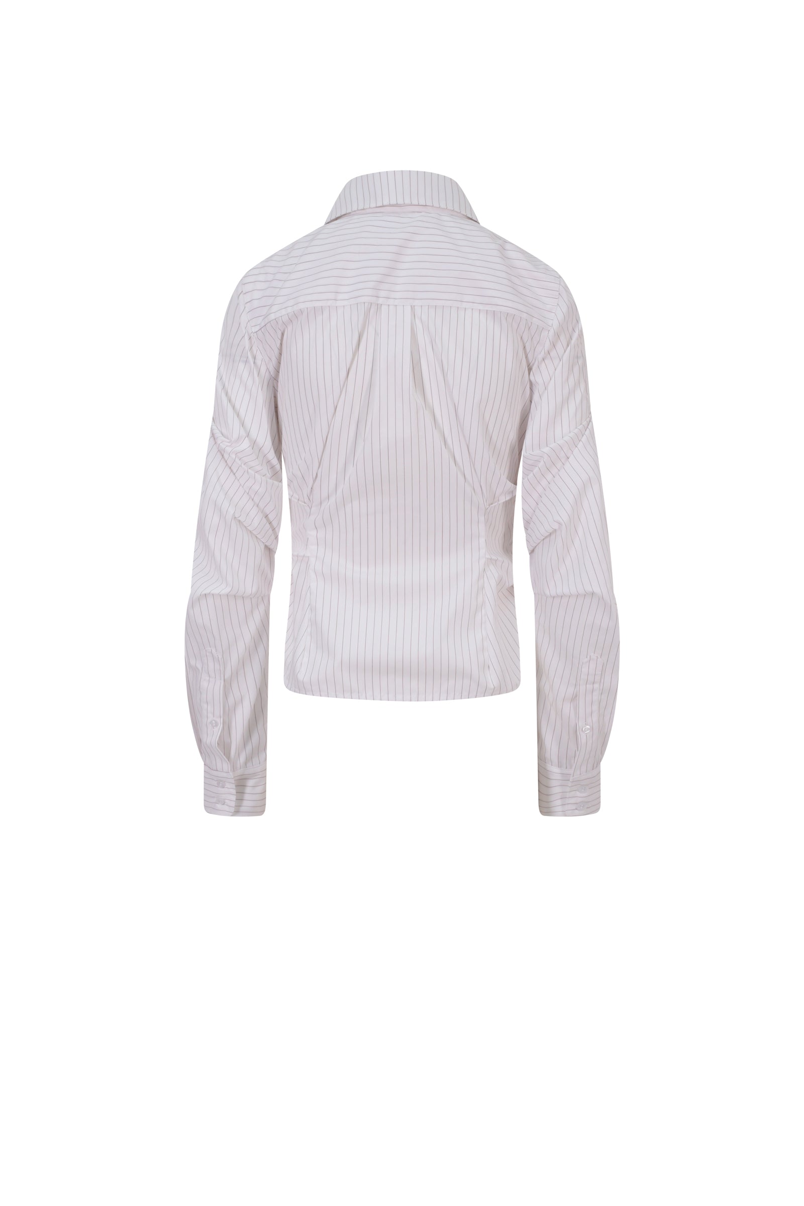 Striped breakfast shirt white-bordeaux pinstripe