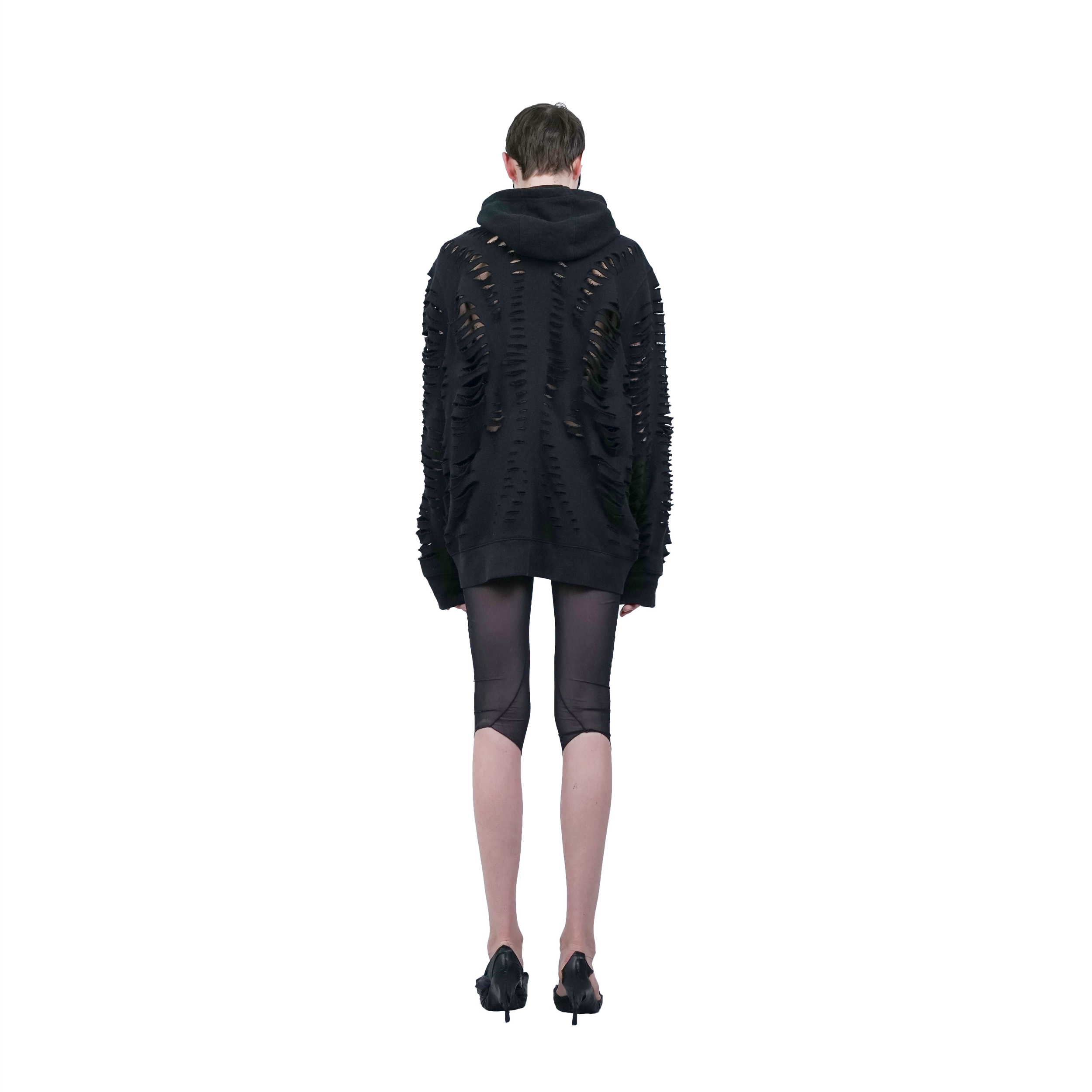 Cut zip hoodie