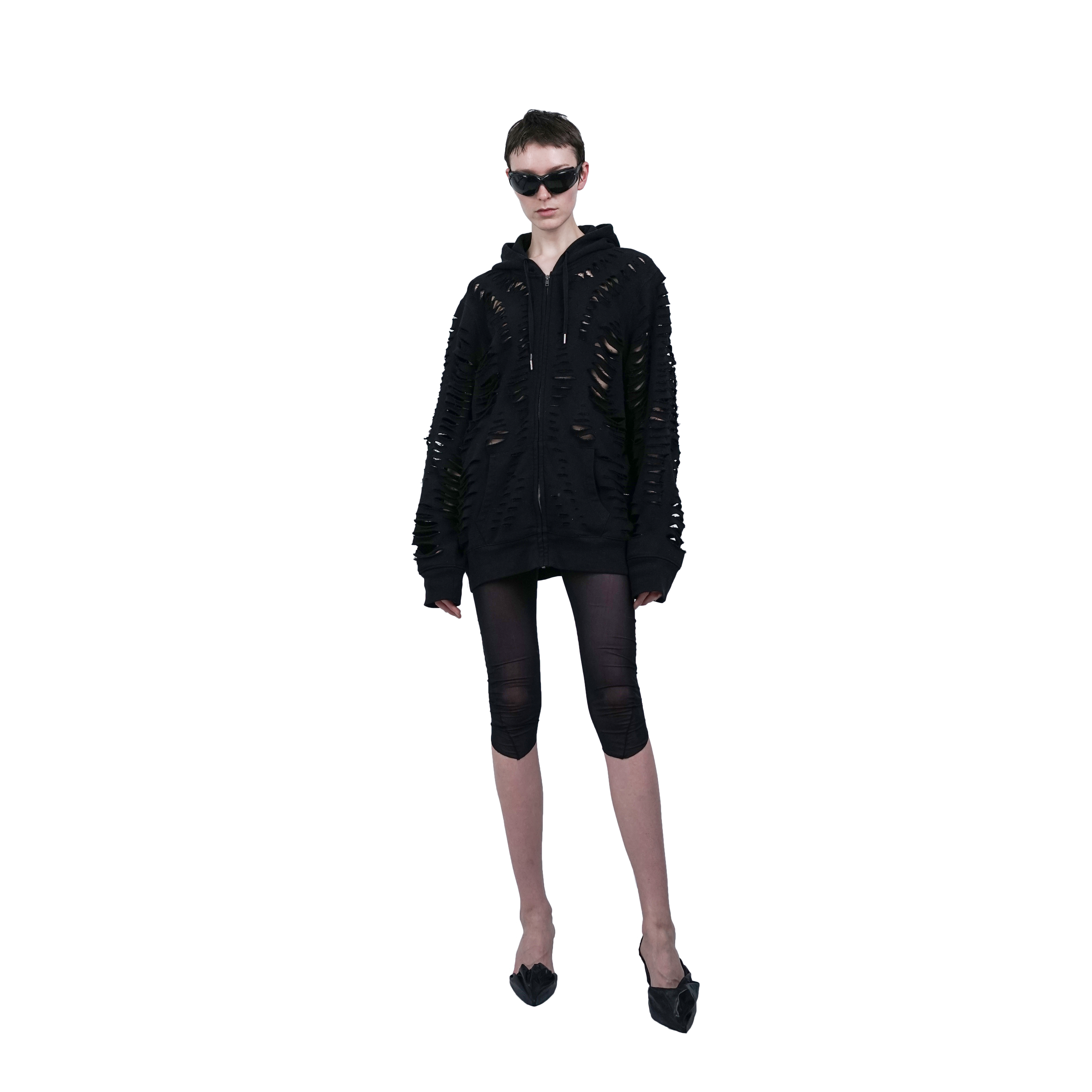 Cut zip hoodie