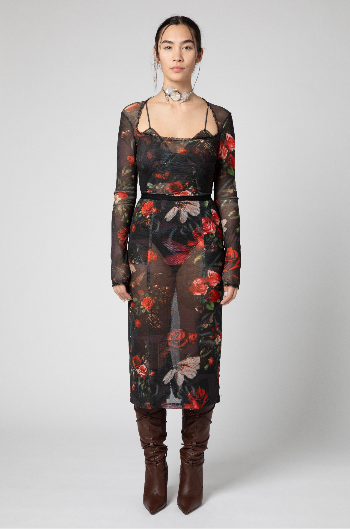 Longuette mesh ai roses