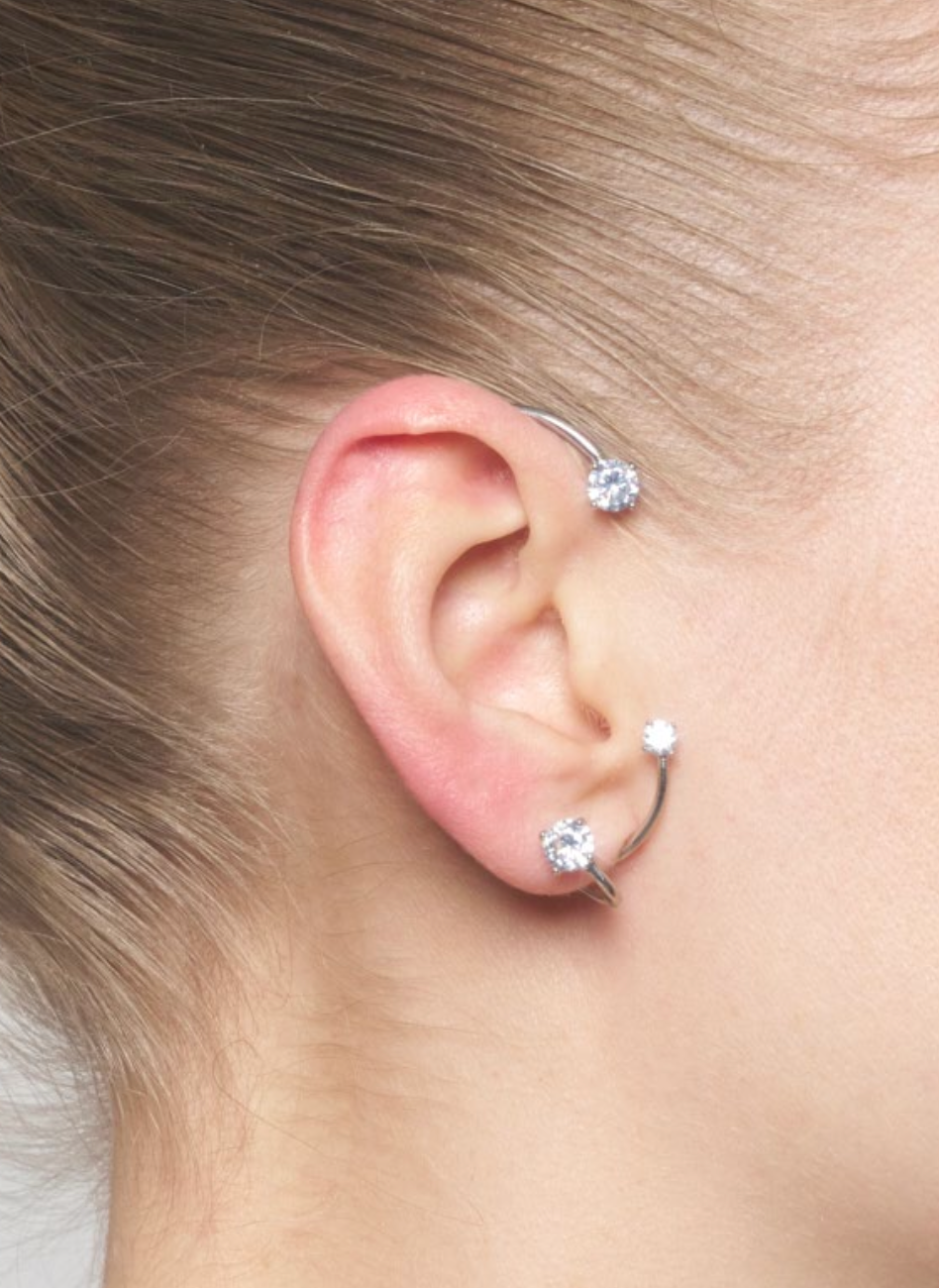 Three point ear cuff silver
