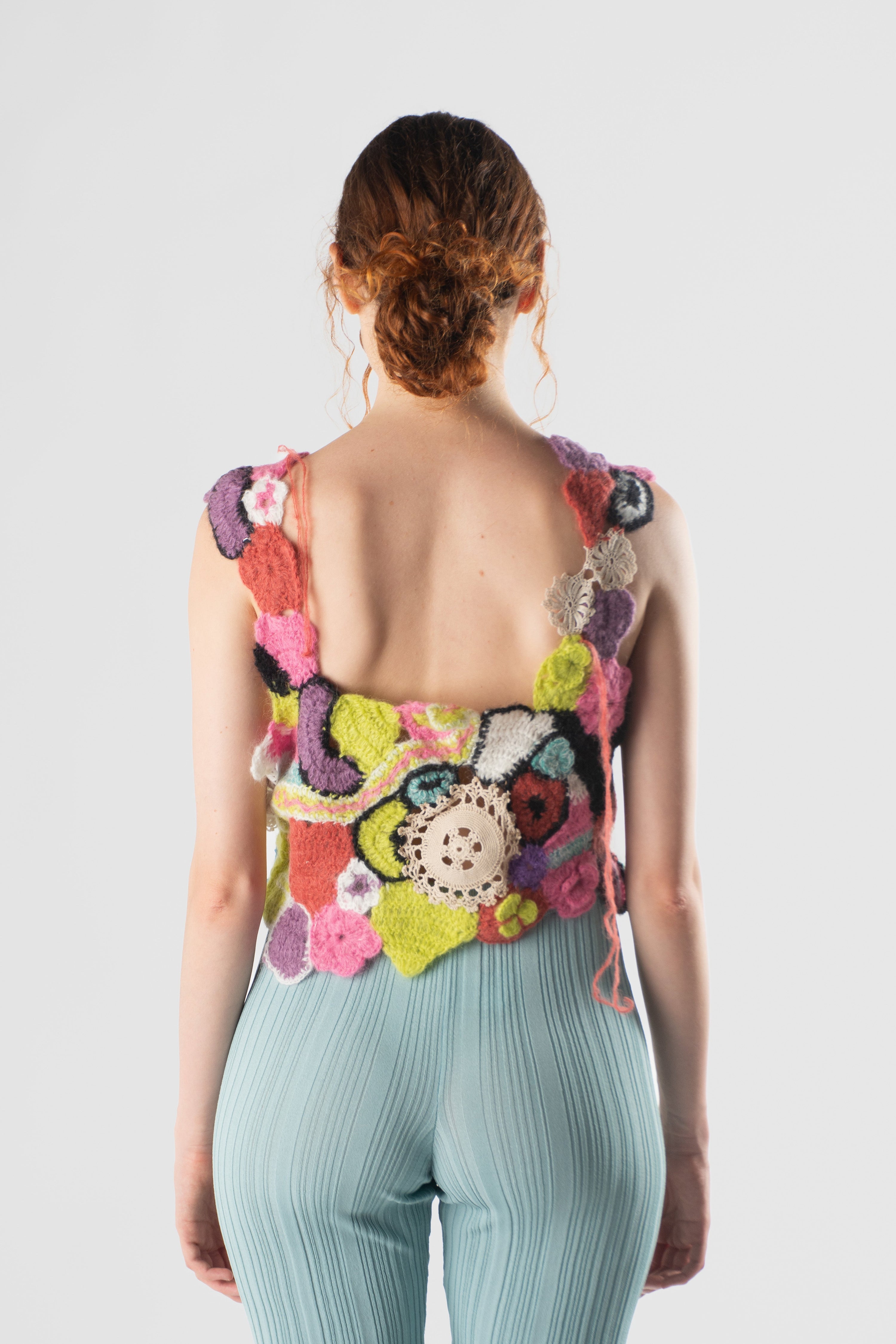 Top patch uncinetto multicolor