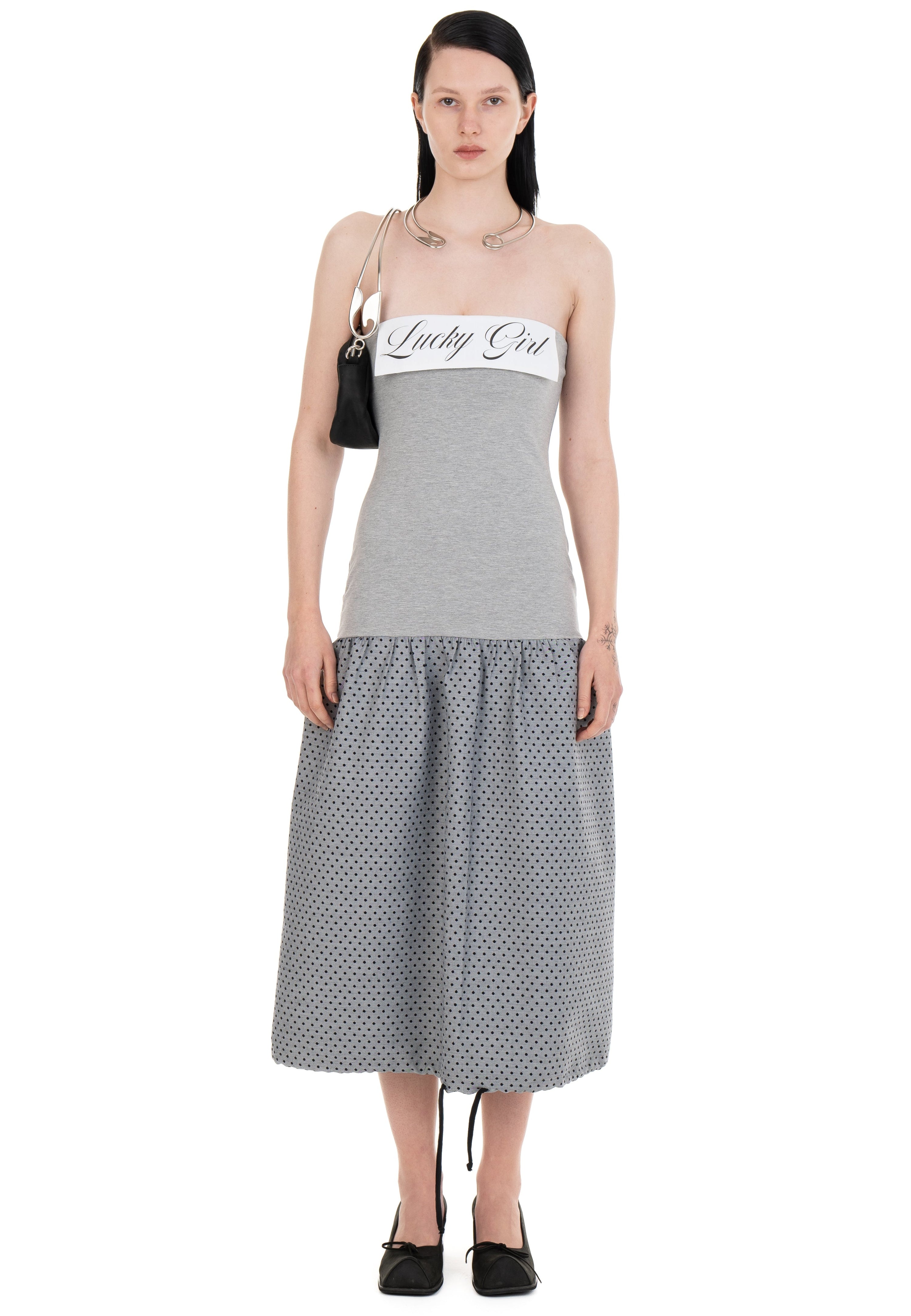 Lucky girl tube dress grey