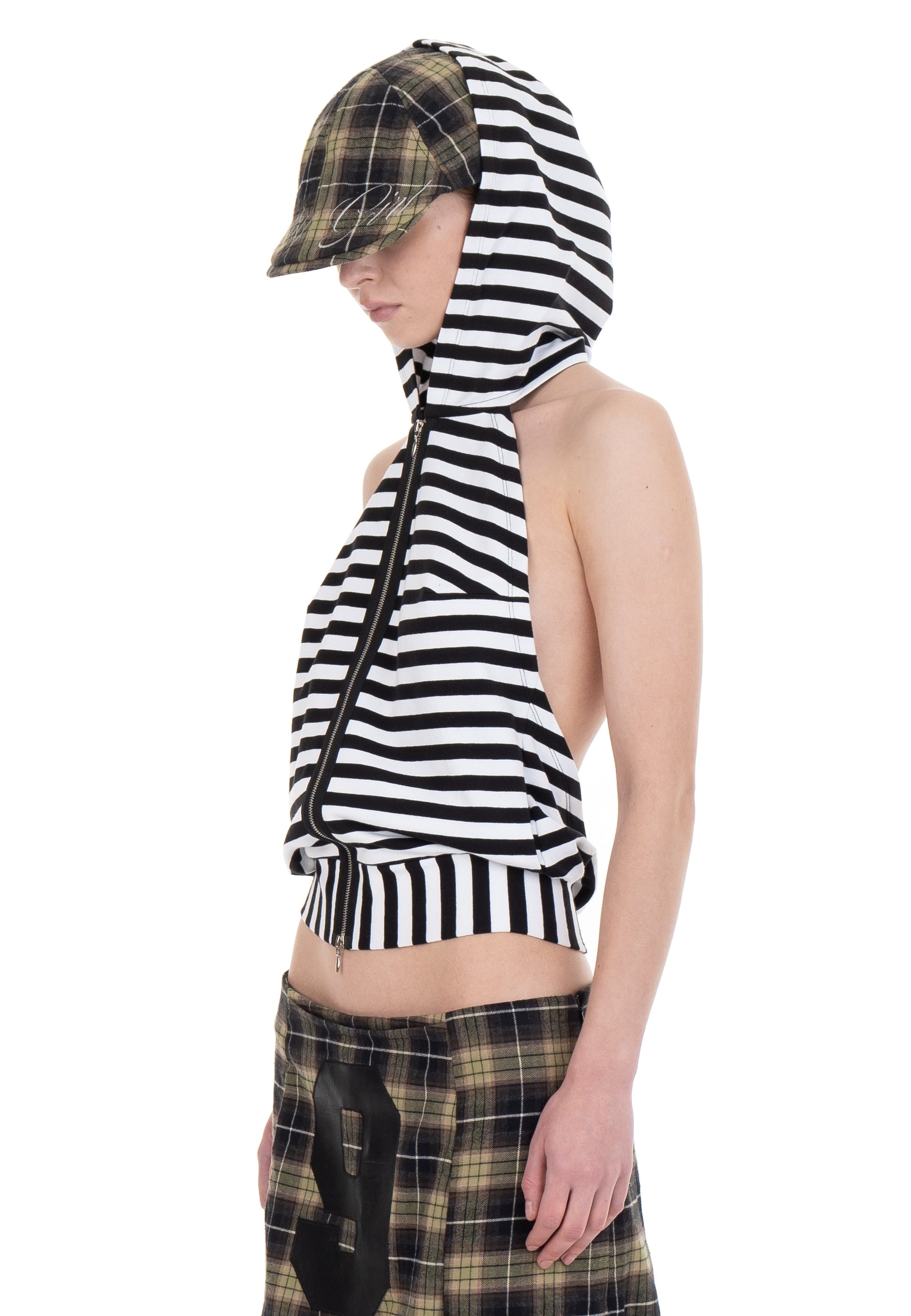 Backless hood top striped