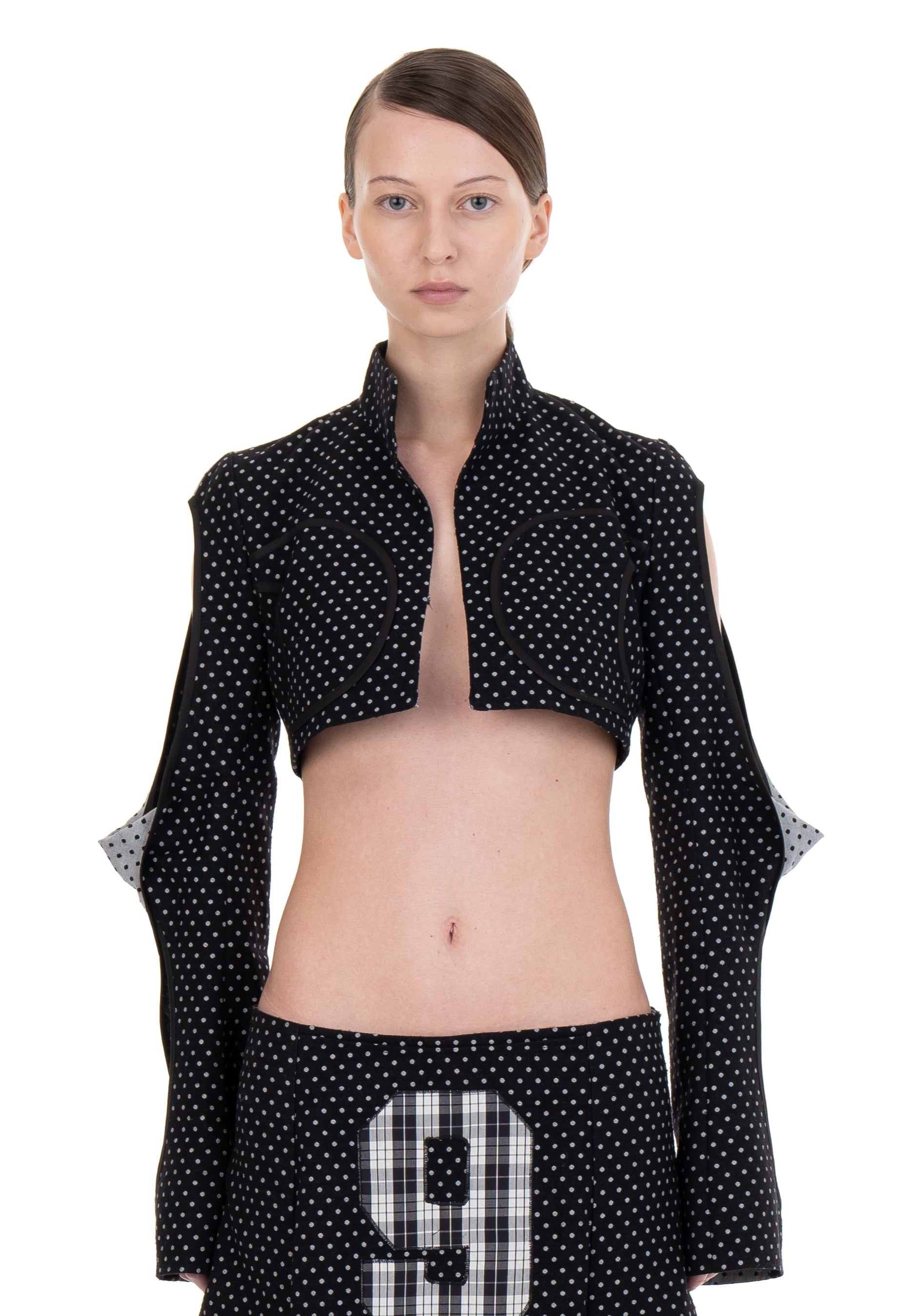 Twist sleeve wool jacket